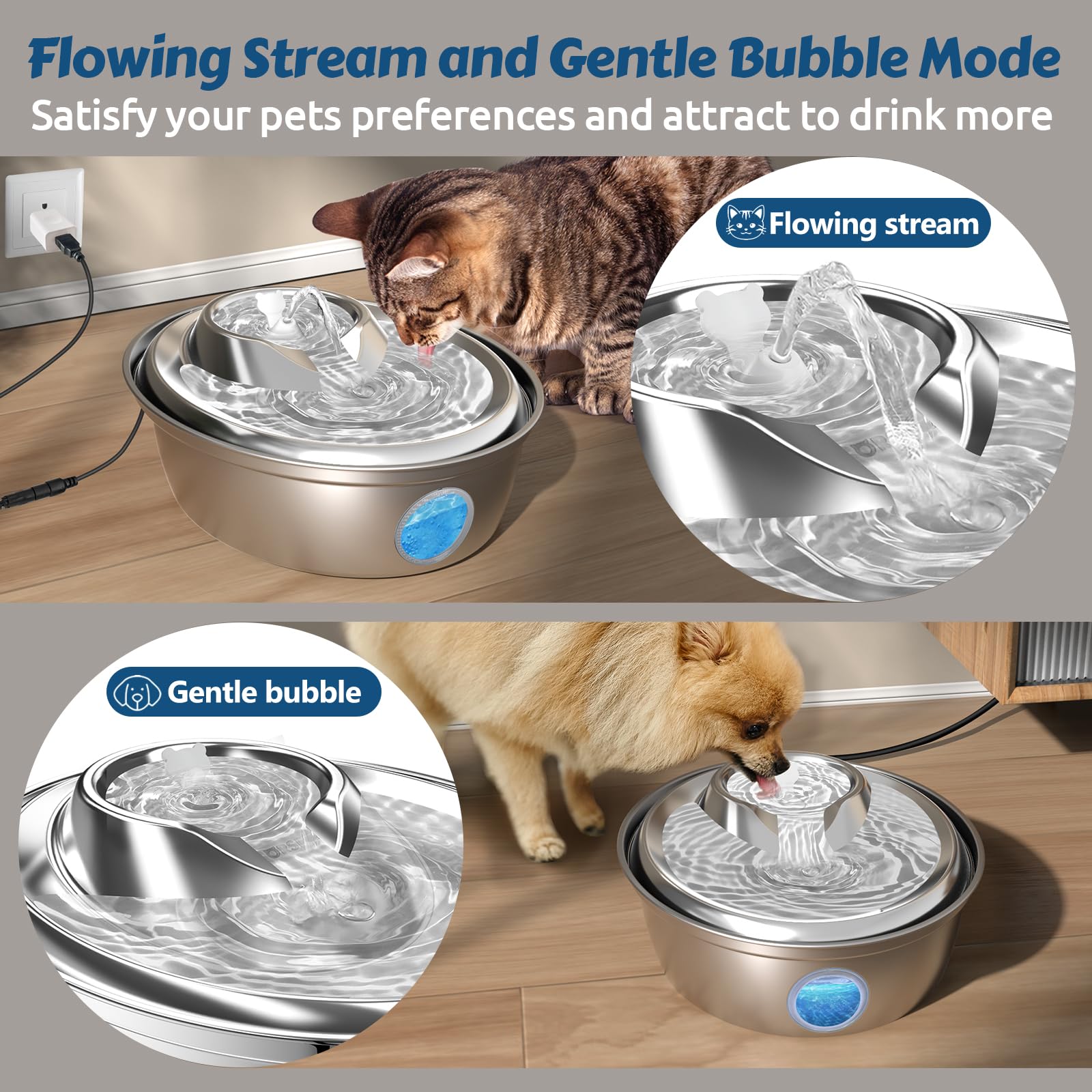 Fenêtre LED montrant le niveau d'eau de la fontaine ORSDA.