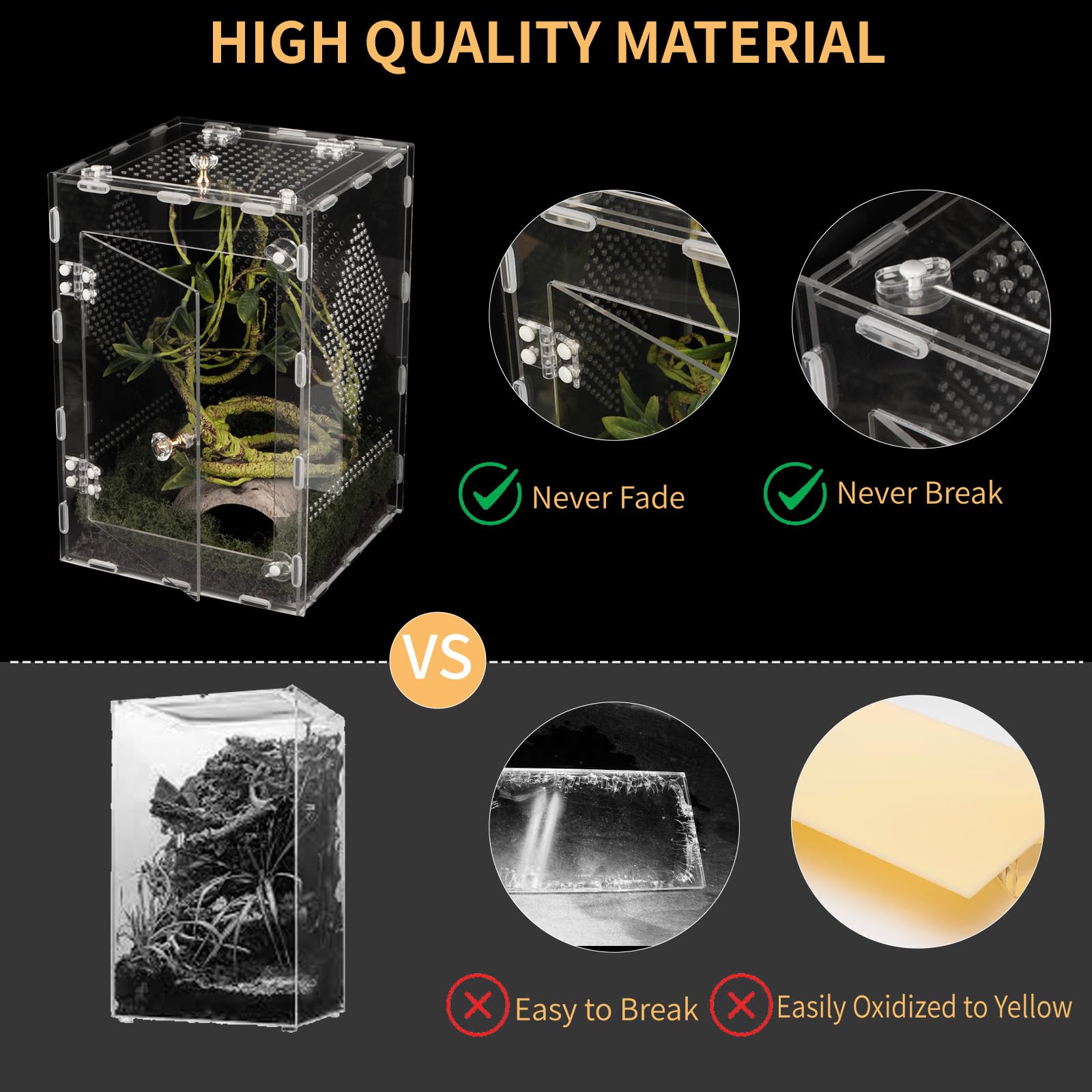 Orekemo terrarium reptile acces double-face facilite le soin et le nourrissage.