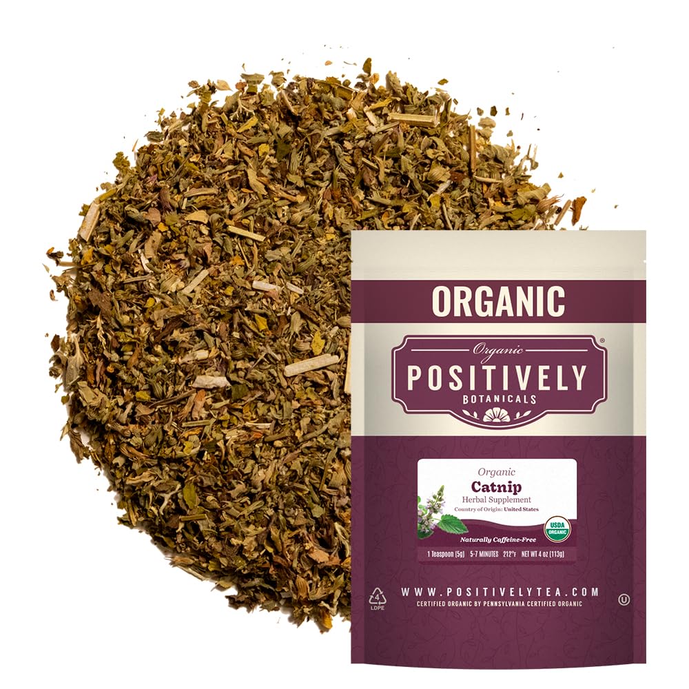 Organic Positively Tea Company herbe a chat - thé en feuilles apaisant et aromatique.