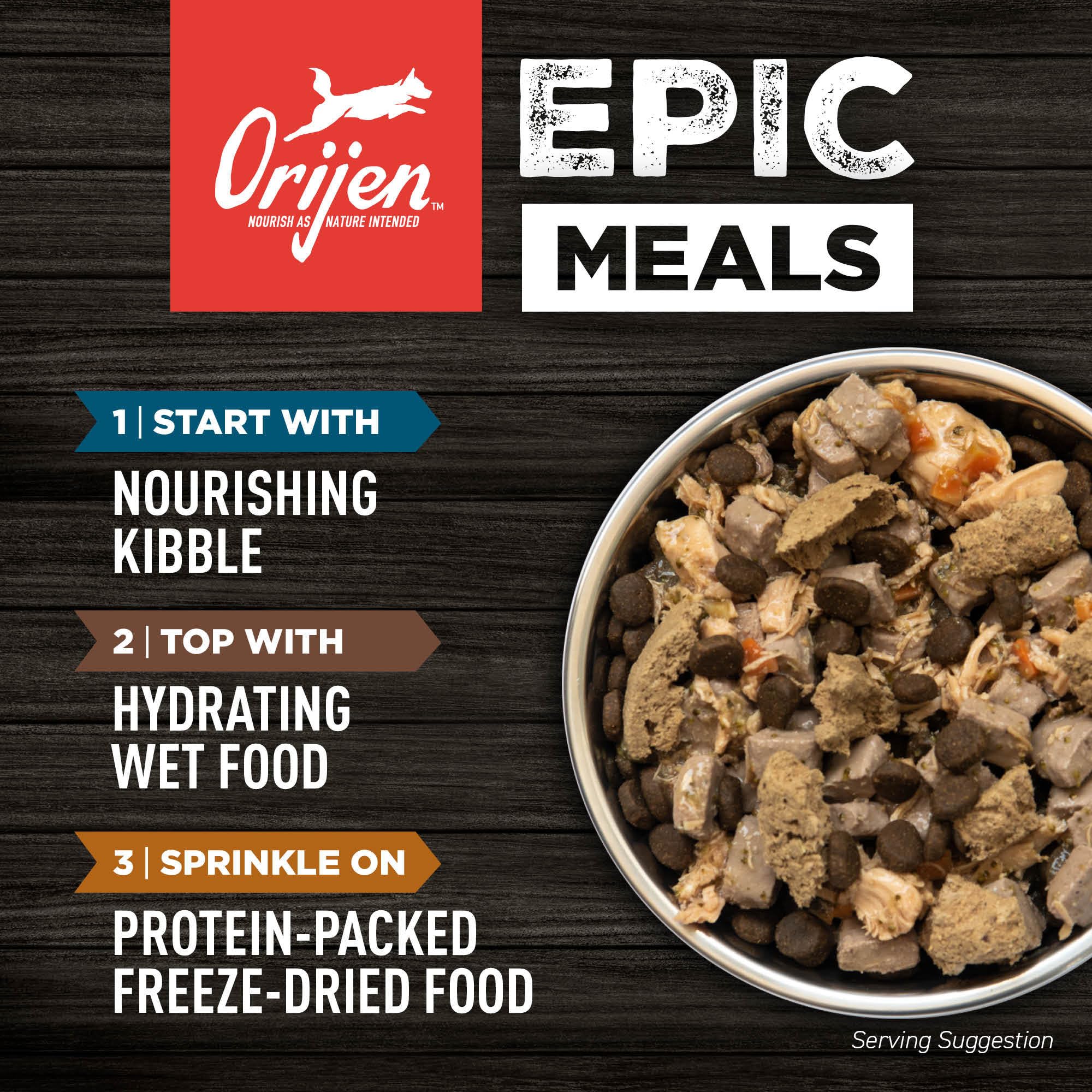 ORIJEN Amazing Grains, croquettes équilibrées pour le bien-être général du chien.
