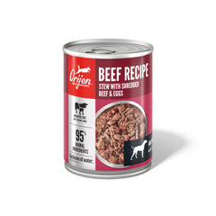 ORIJEN Ingrédients de qualité animale émiéttés, boeuf et œufs pour chien.