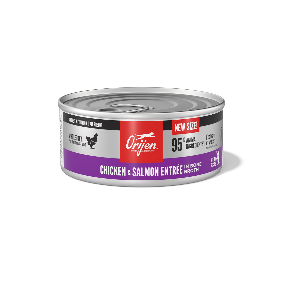 ORIJEN chaton pâté en bouillon d'os poulet et saumon, hydratation et énergie.