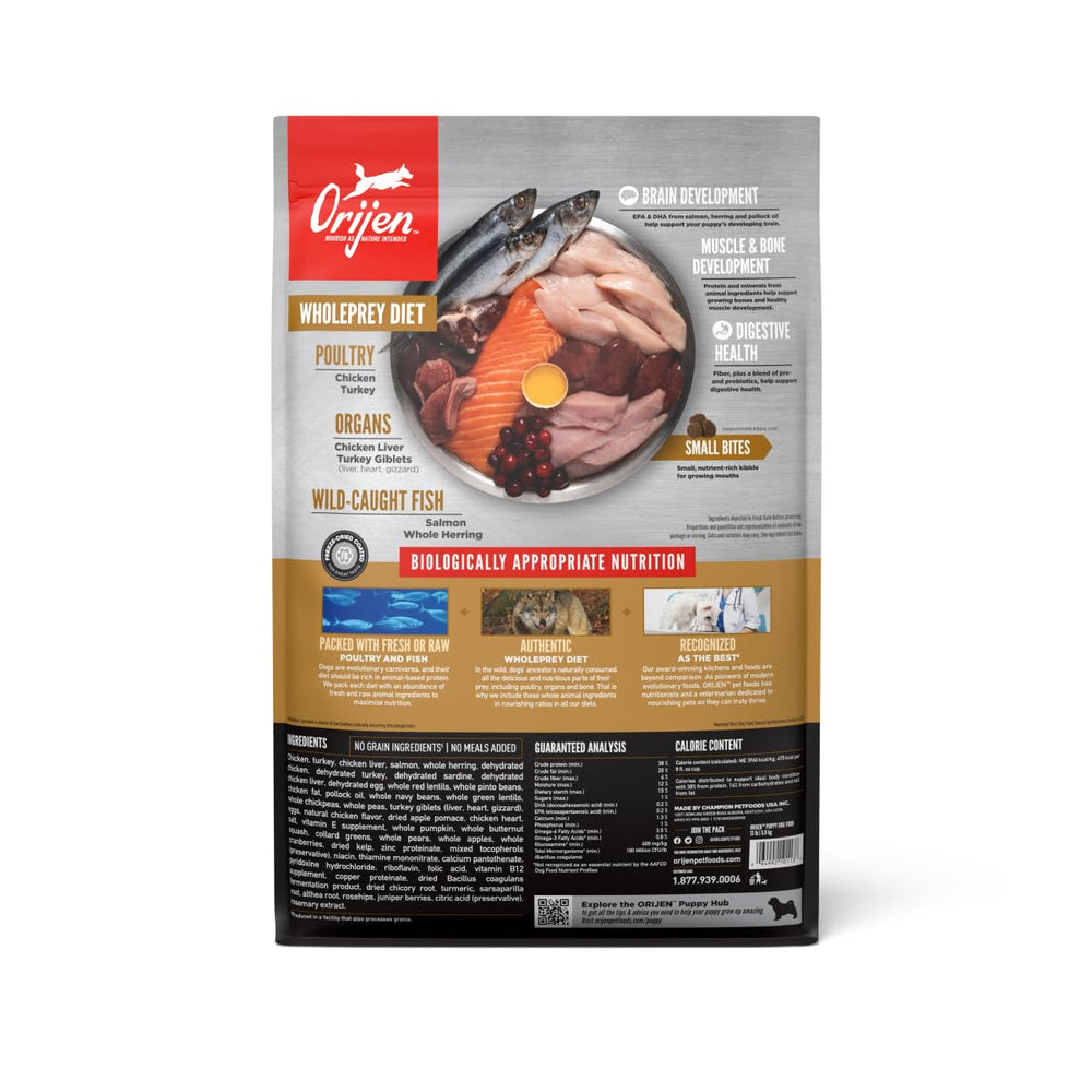 ORIJEN chiot sans cereales croquettes en gros plan