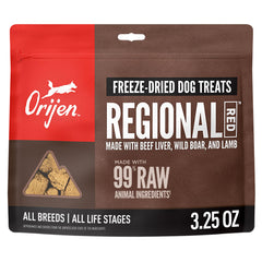 ORIJEN emballage Recette Régionale Rouge pour chien, pratique en déplacement