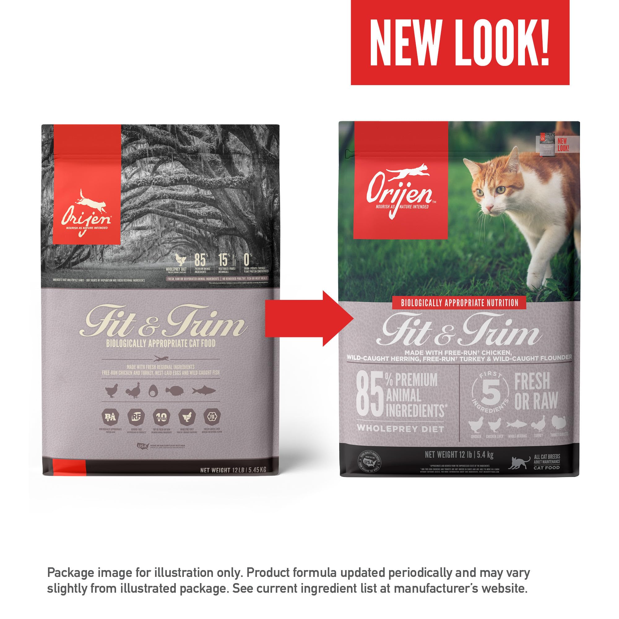 ORIJEN Fit & Trim, utilisation quotidienne pratique pour chat actif et en forme.