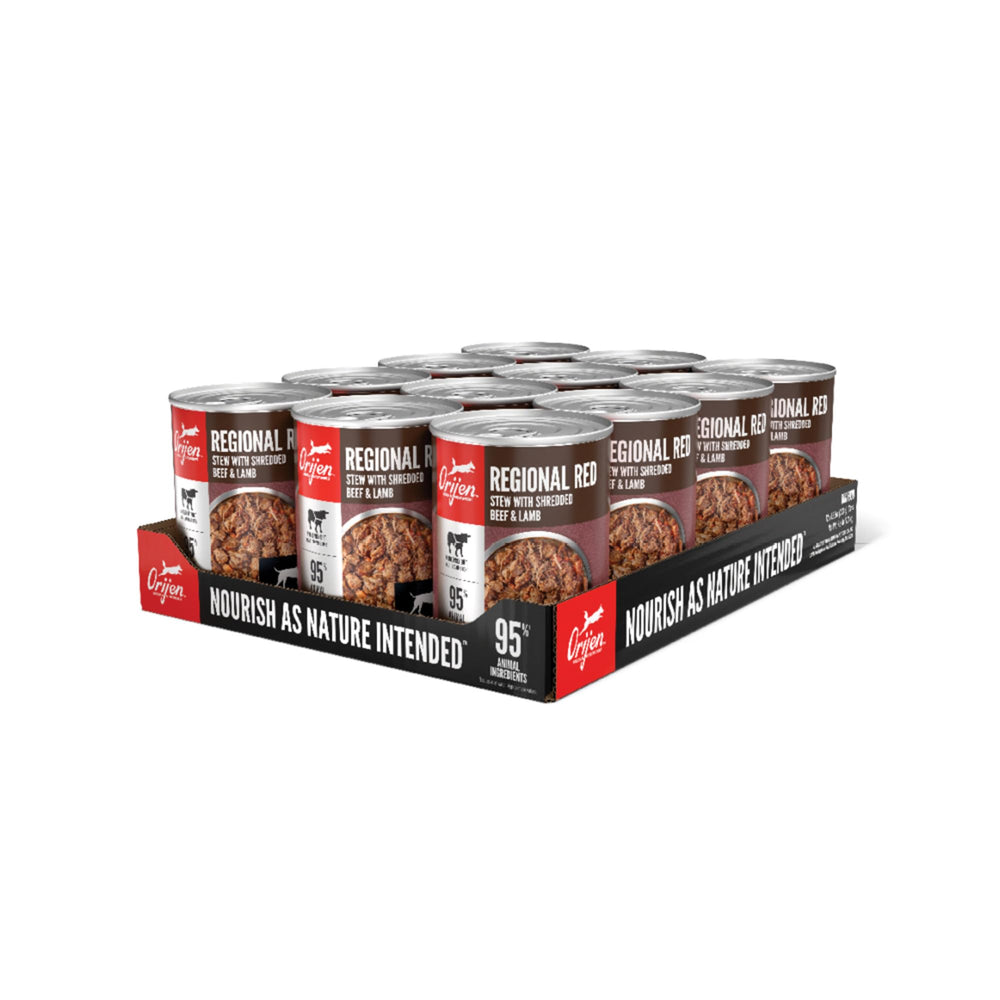 ORIJEN Morceaux réels de viande boeuf et agneau dans une sauce appétissante pour chien
