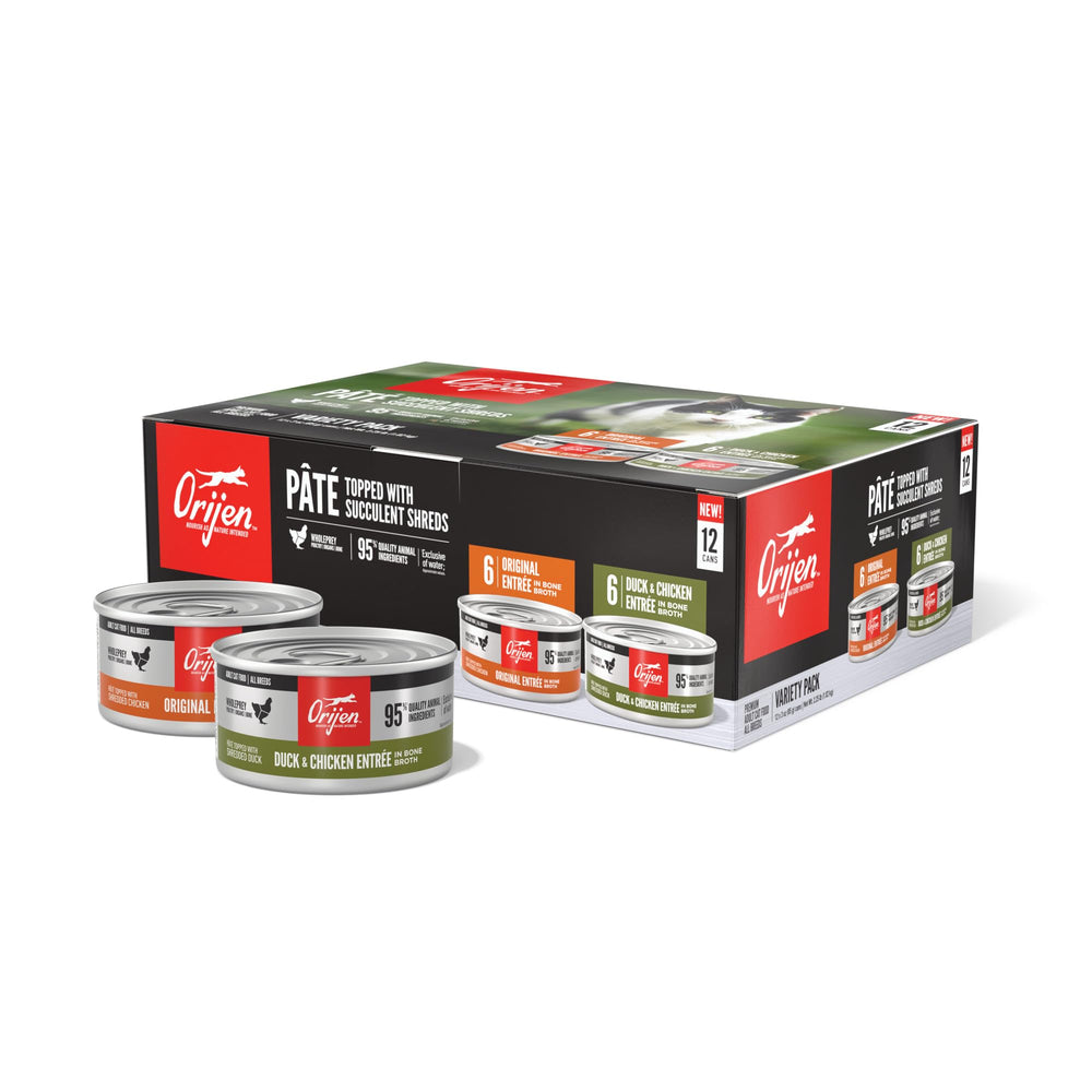 ORIJEN Pâté Canard-Poulet Entrée en conserve, texture riche et appétissante.
