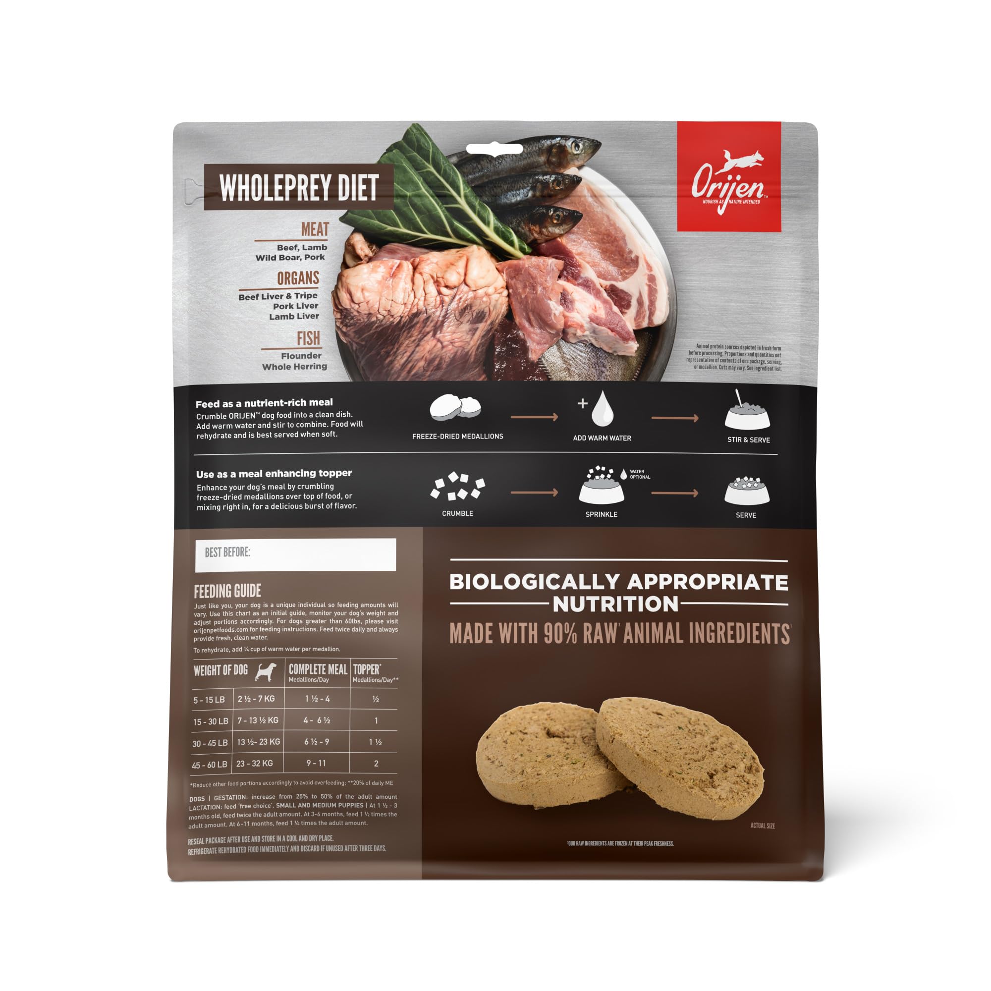 ORIJEN Regional Red accompagnement alimentaire pour chien, utile pour rehausser les repas