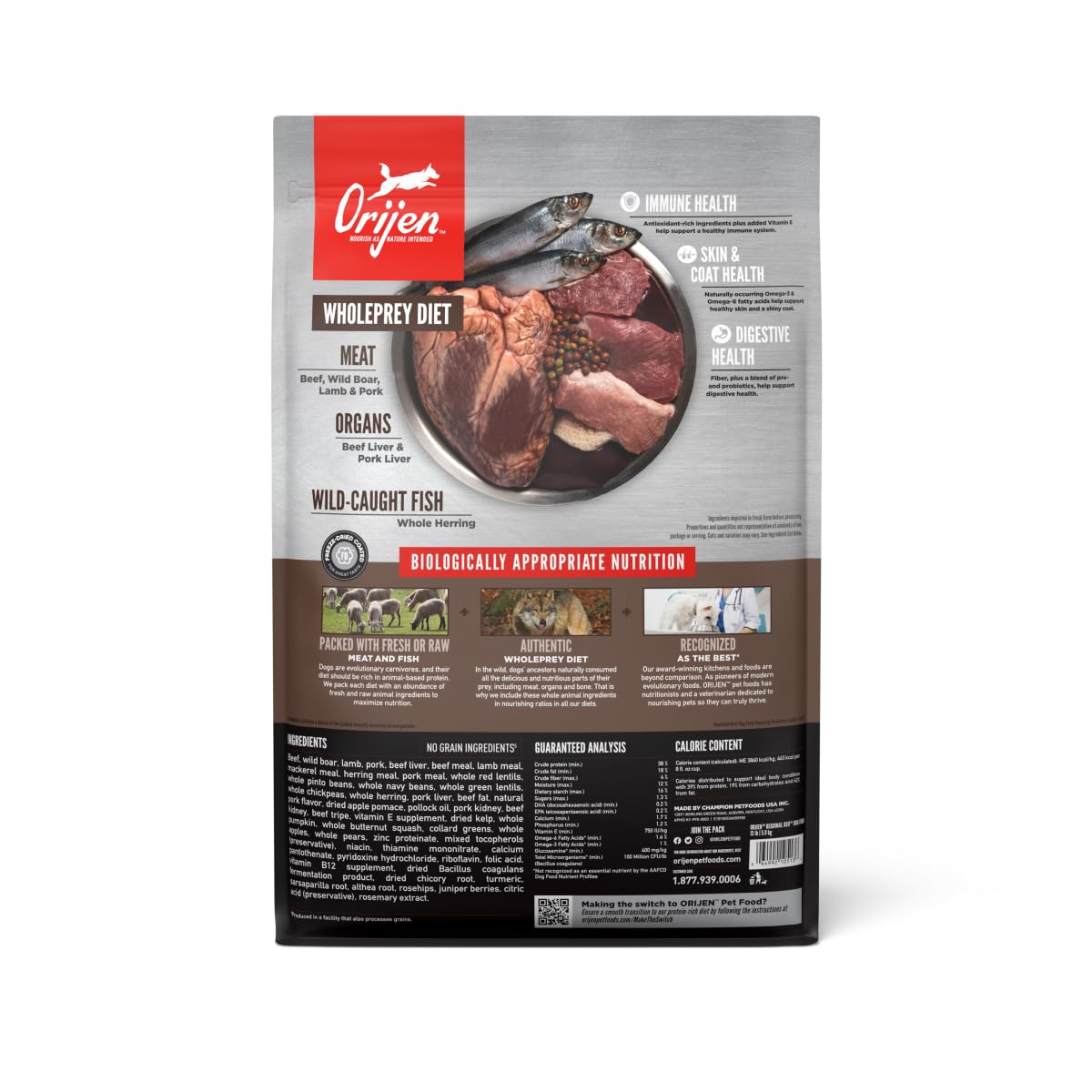 Croquettes ORIJEN Regional Red à haute protéine pour chiens actifs
