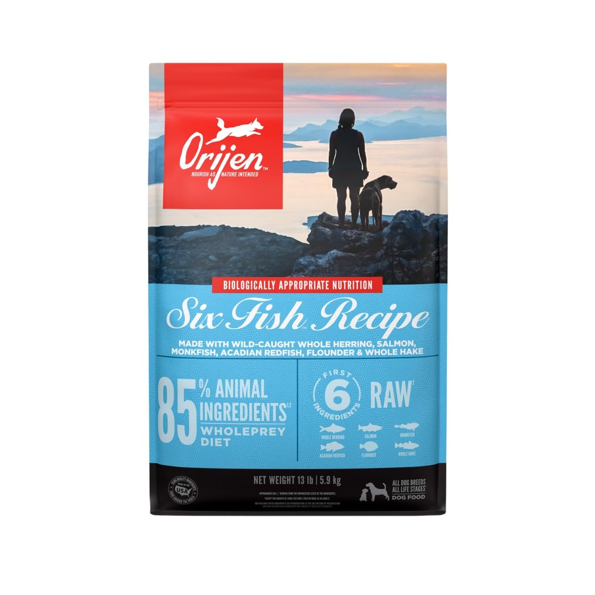 ORIJEN Six Fish sac-seche-chien-13-lb: repas protéiné pour chiens actifs