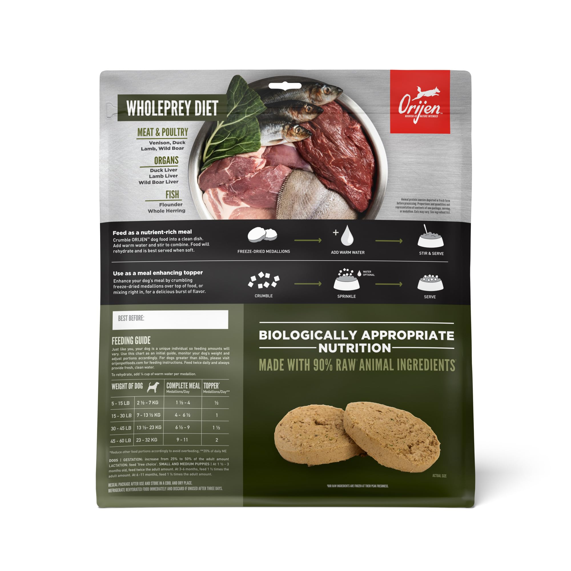 ORIJEN TUNDRA aliments concentrés – protéines animales pour chien actif.