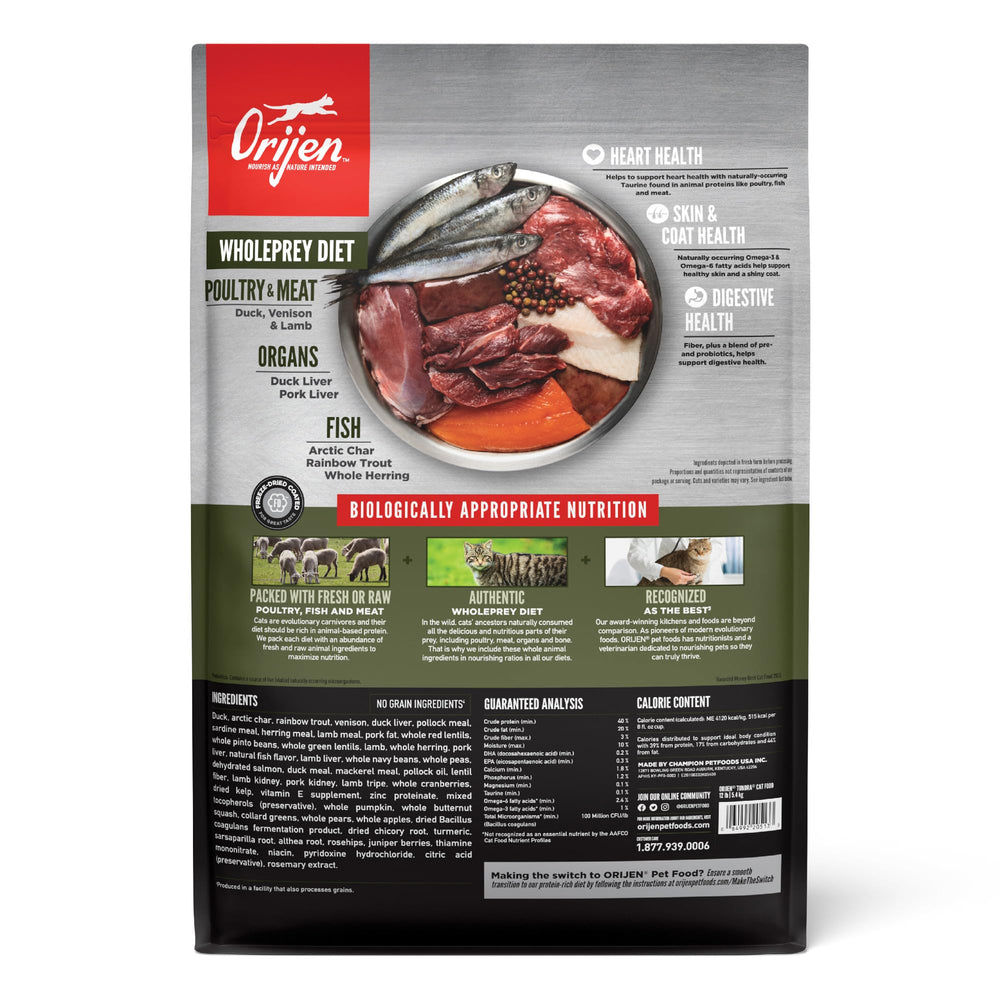 ORIJEN TUNDRA ingrédients frais et crus pour une alimentation naturelle.