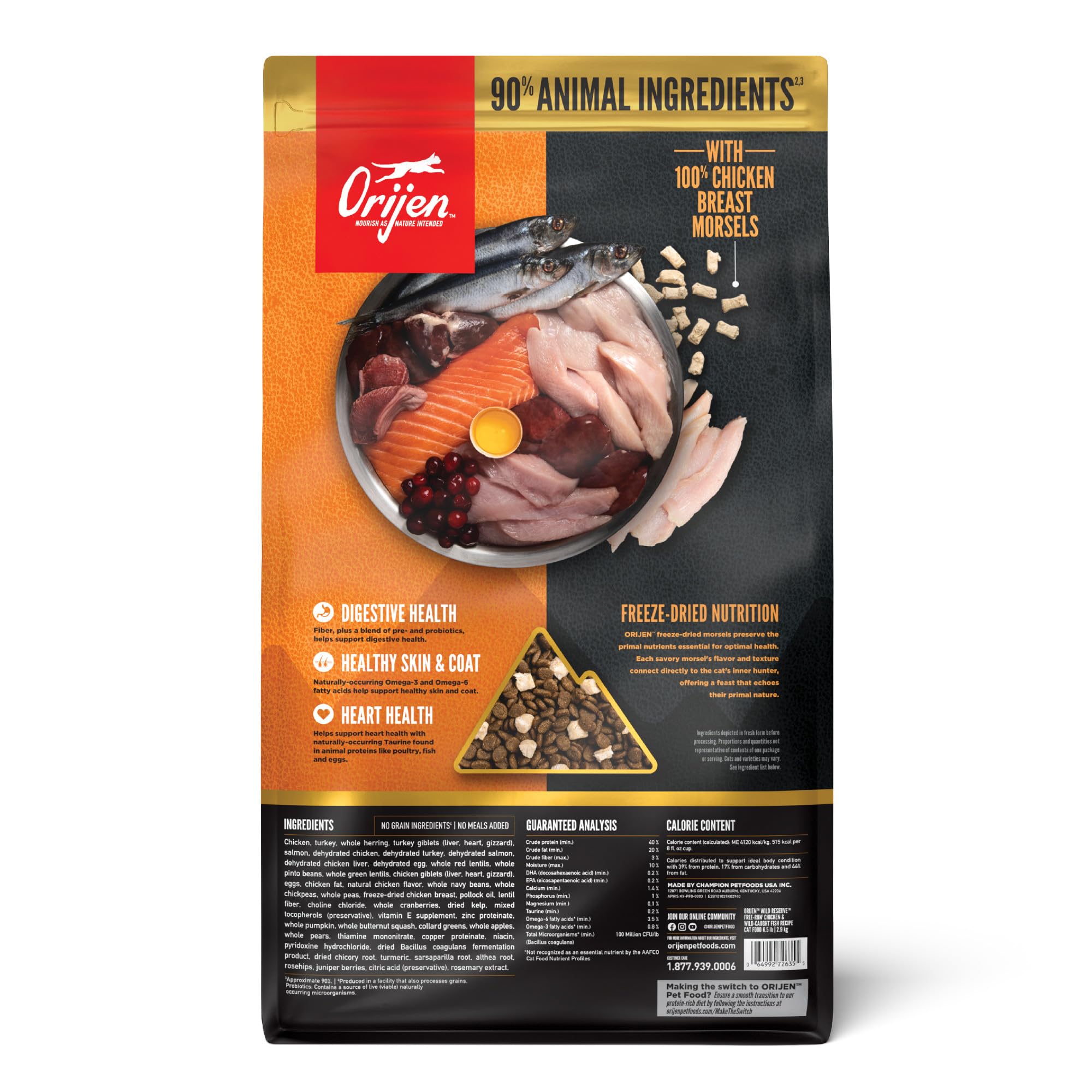 ORIJEN Wild Reserve, poisson entier pour variété et nutriments marins.