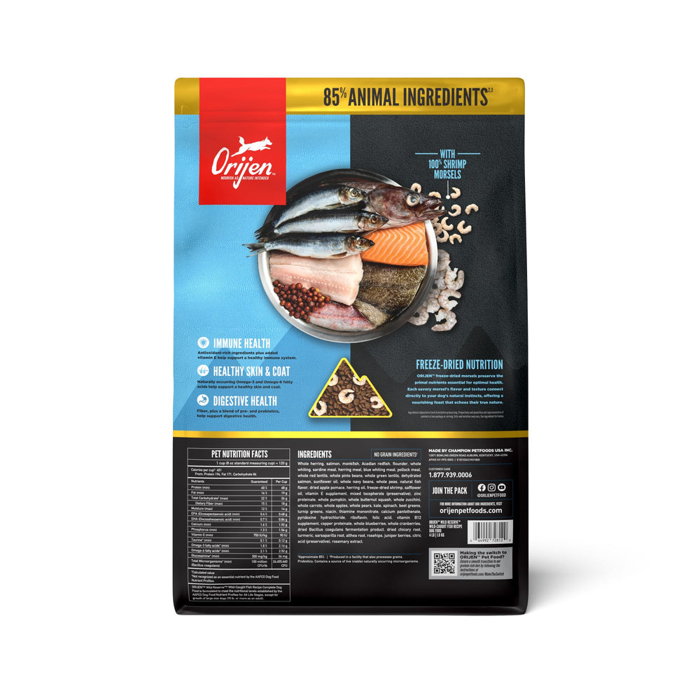 ORIJEN Wild Reserve crevettes lyophilisées – ajout de saveur et de nutrition visibles