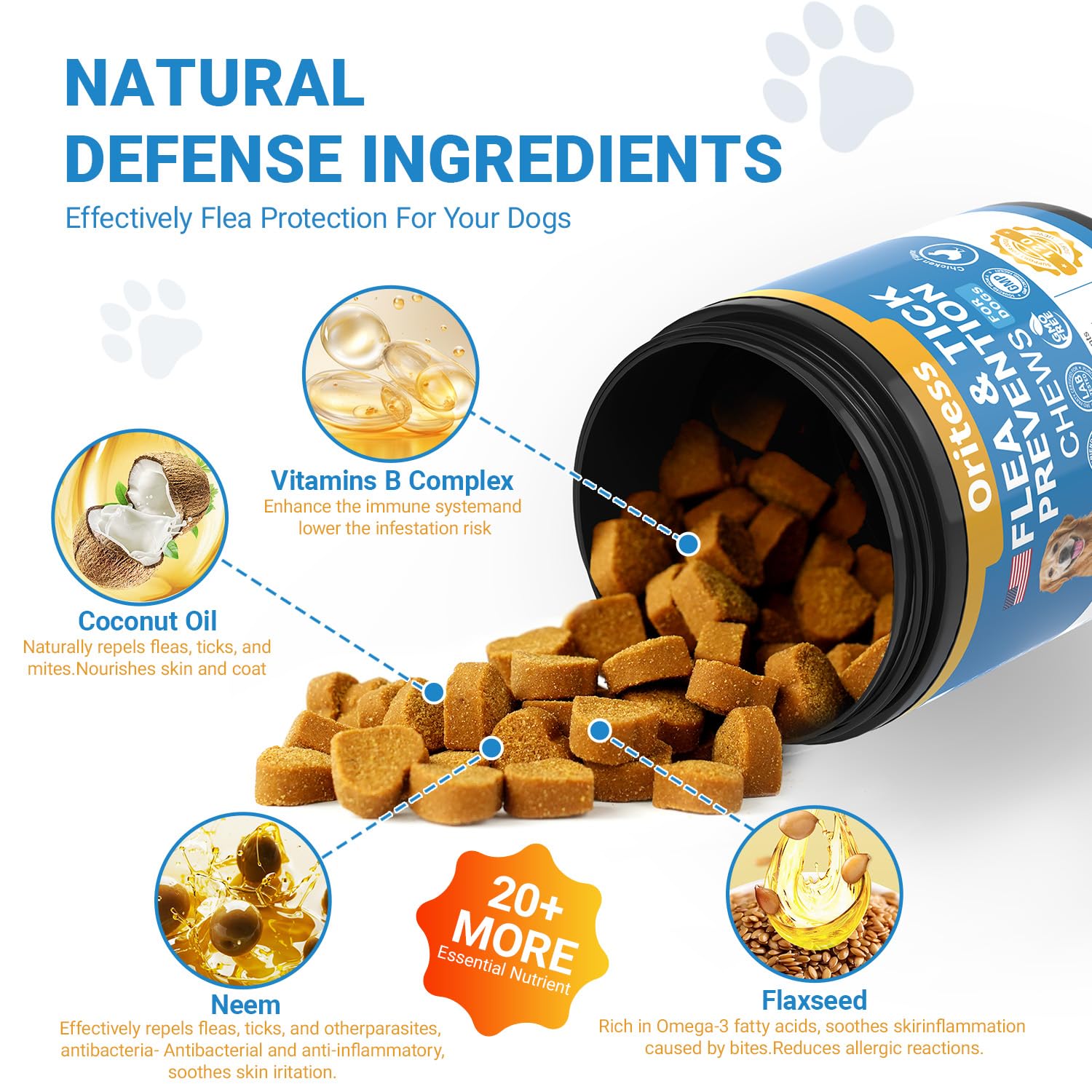 Oritess Chien activite – bouchée poulet, aide à une routine agréable.