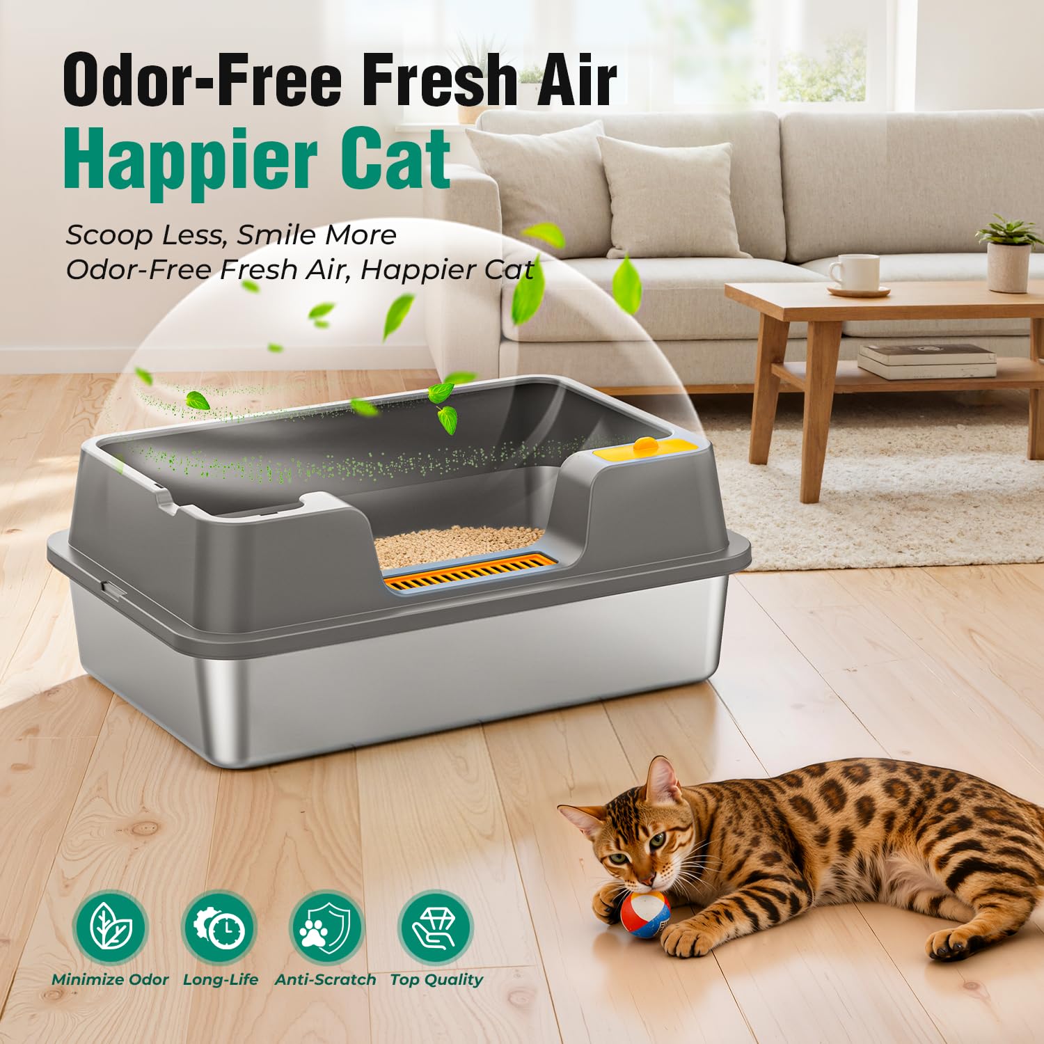 Enceinte anti-fuite OROLEY, sécurité et propreté pour plusieurs chats.