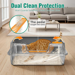 Litière inox XXL OROLEY, idéal pour grands chats et espaces généreux.