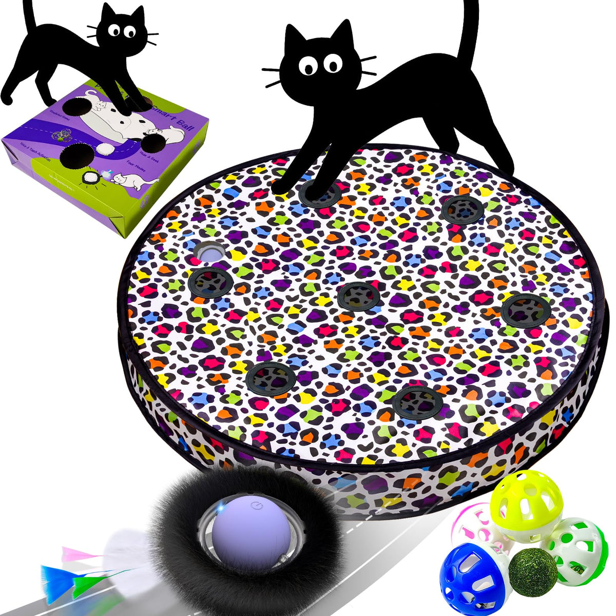 ORSDA balle interactive pour chats d'intérieur stimule activité et curiosité