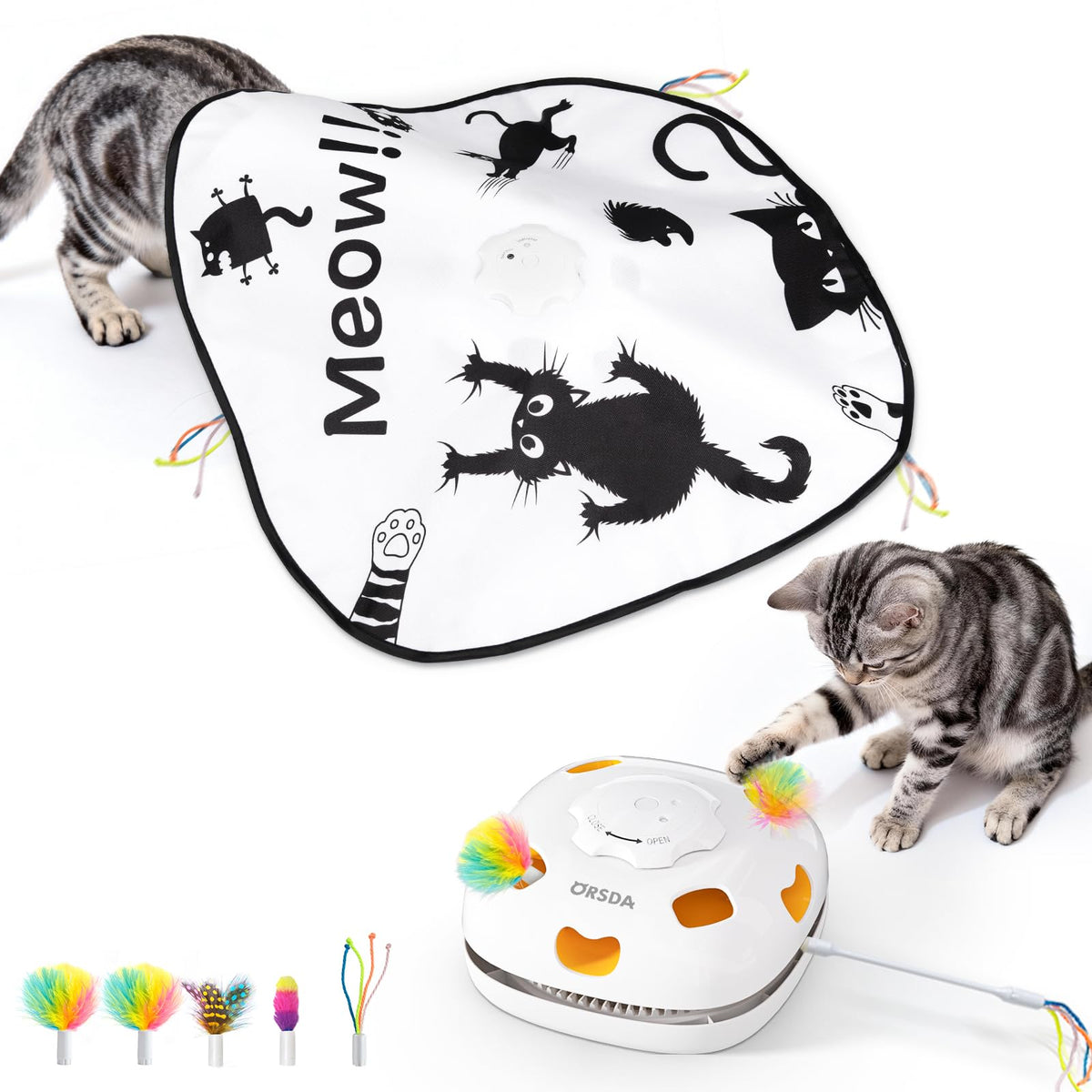 ORSDA chat-jouet-interactif-4-en-1: stimulation et exercice pour chats d'intérieur.