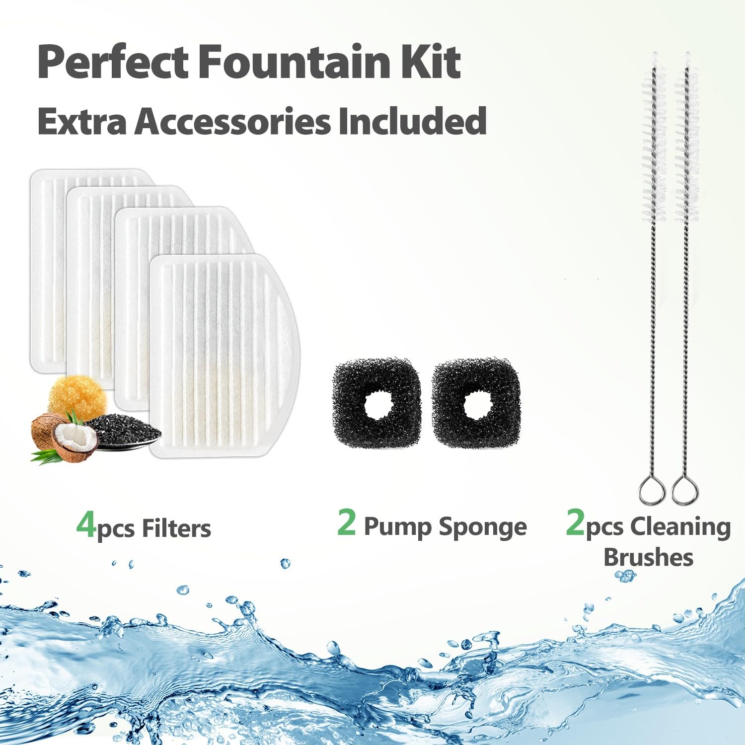 6 filtres de remplacement inclus pour une eau propre.