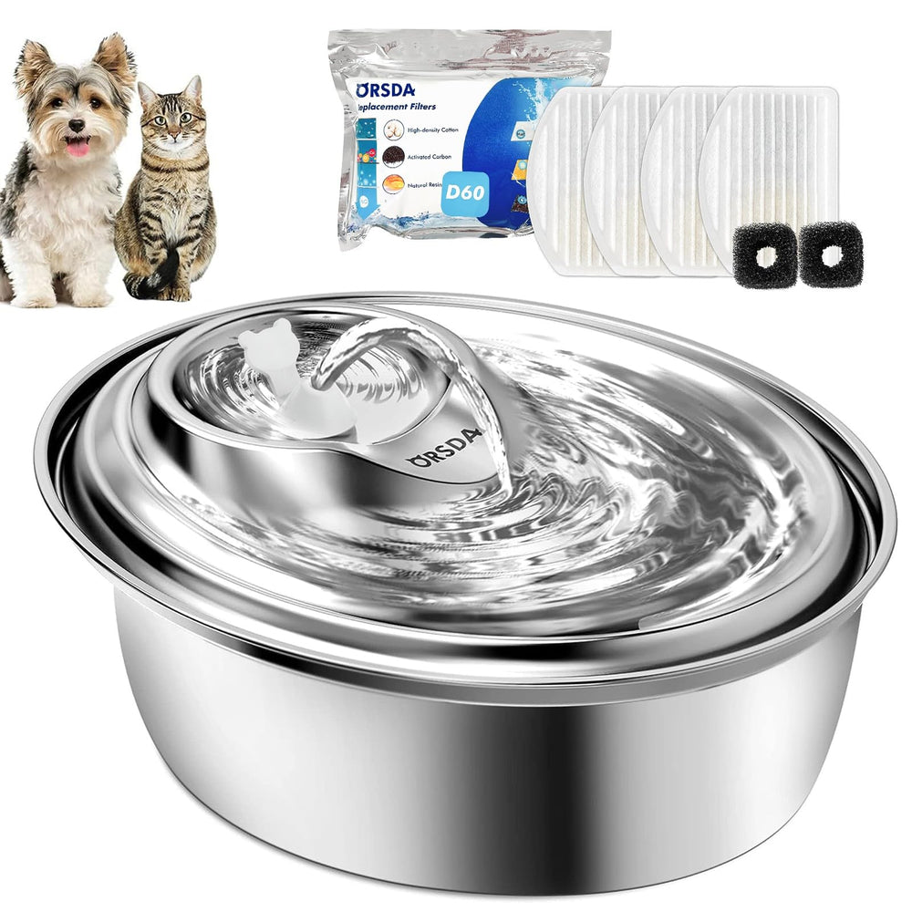 Fontaine ORSDA pour chat en inox 3L, eau fraîche et saine.