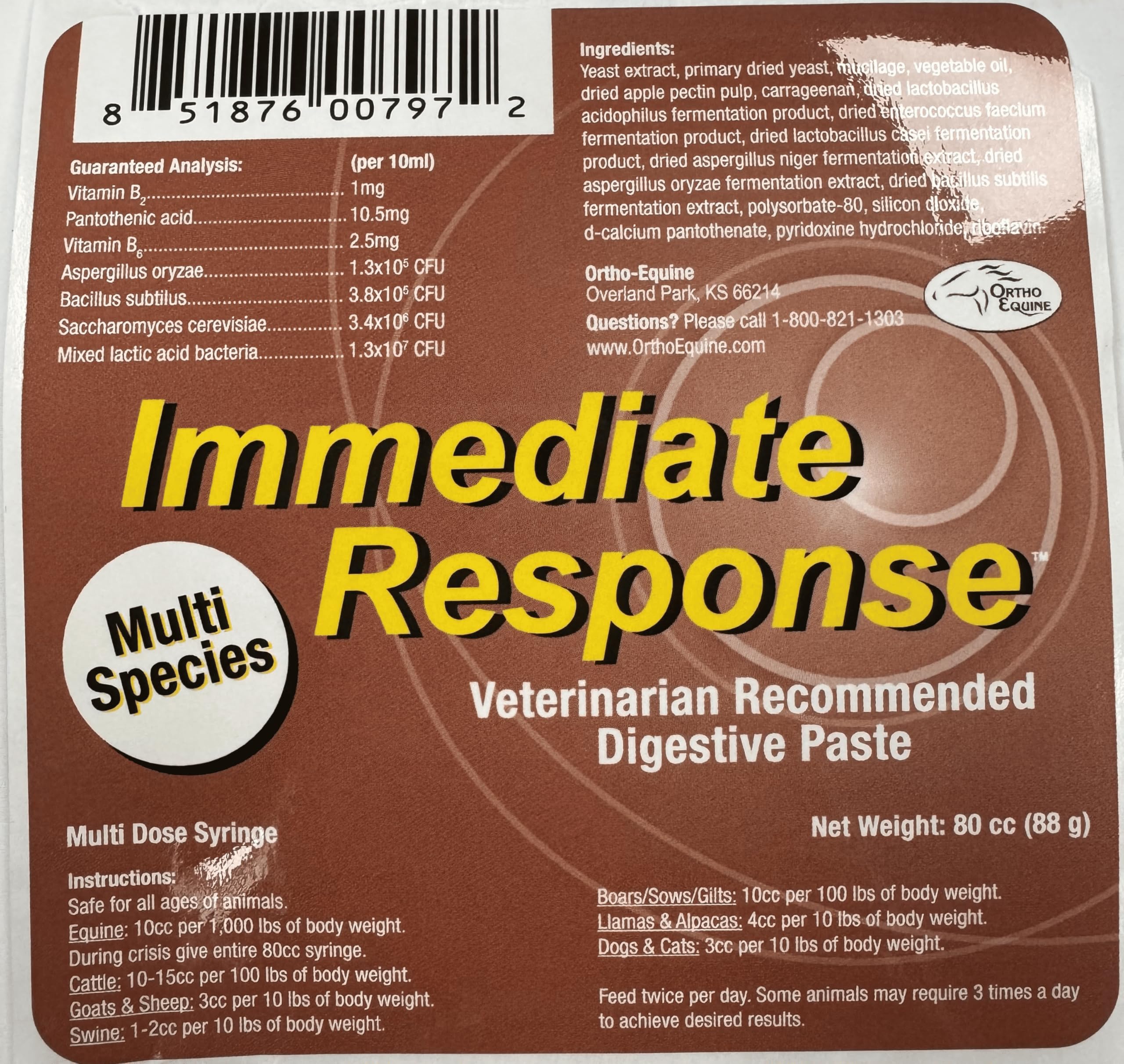 Orthoequine digestif plusieurs espèces : solution polyvalente pour plusieurs grands animaux.