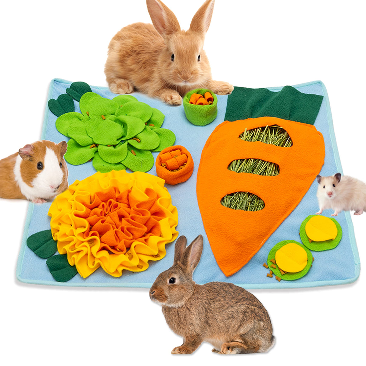 ORZECHKO Tapis-grignotage-lapin: stimule l'exploration et l'activité.