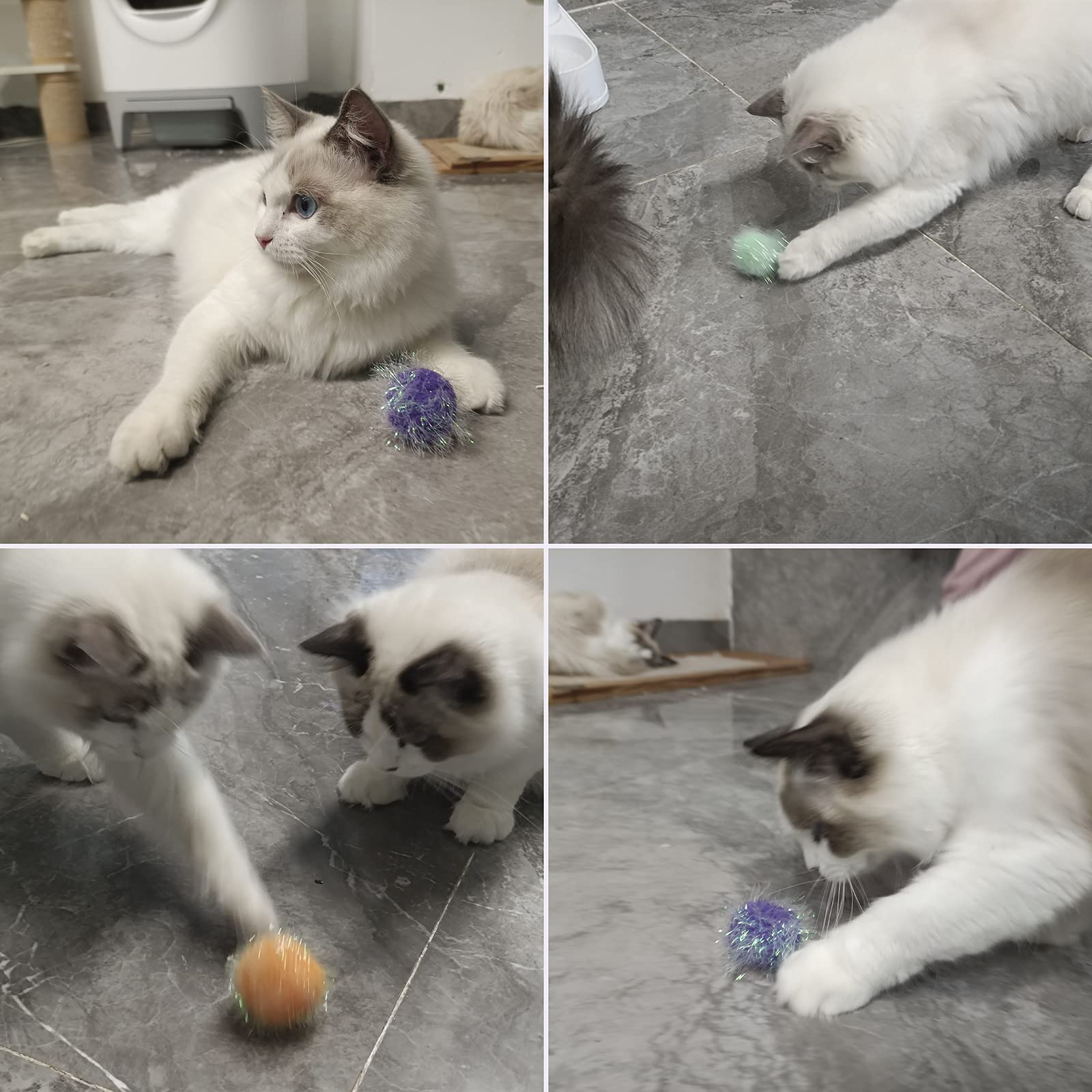 Osvela ensemble 12 balles pompon pour chat, variété de couleurs et choix de jeu.