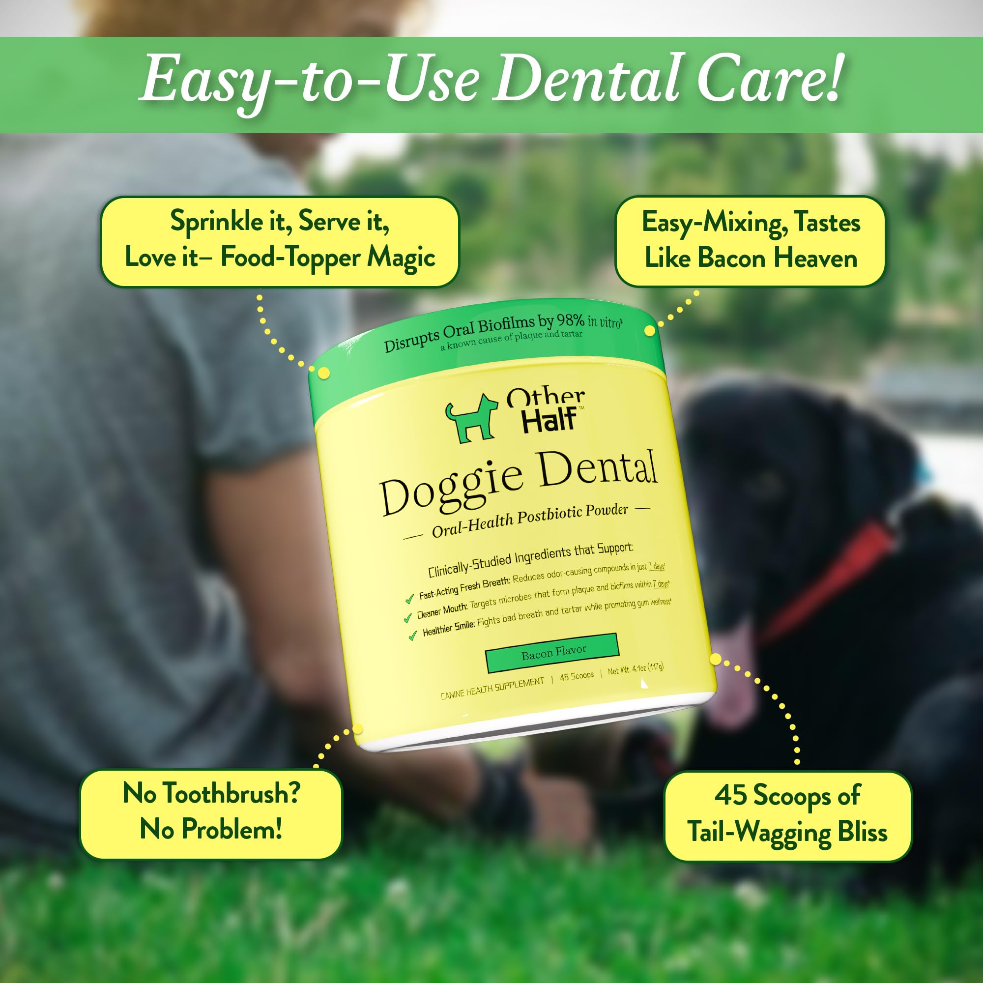 Other Half Doggie Dental – poudre utilisation quotidienne facile sur repas