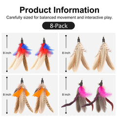Ottmat refils plumes naturelles pour chat, mouvements réalistes encouragent la chasse.