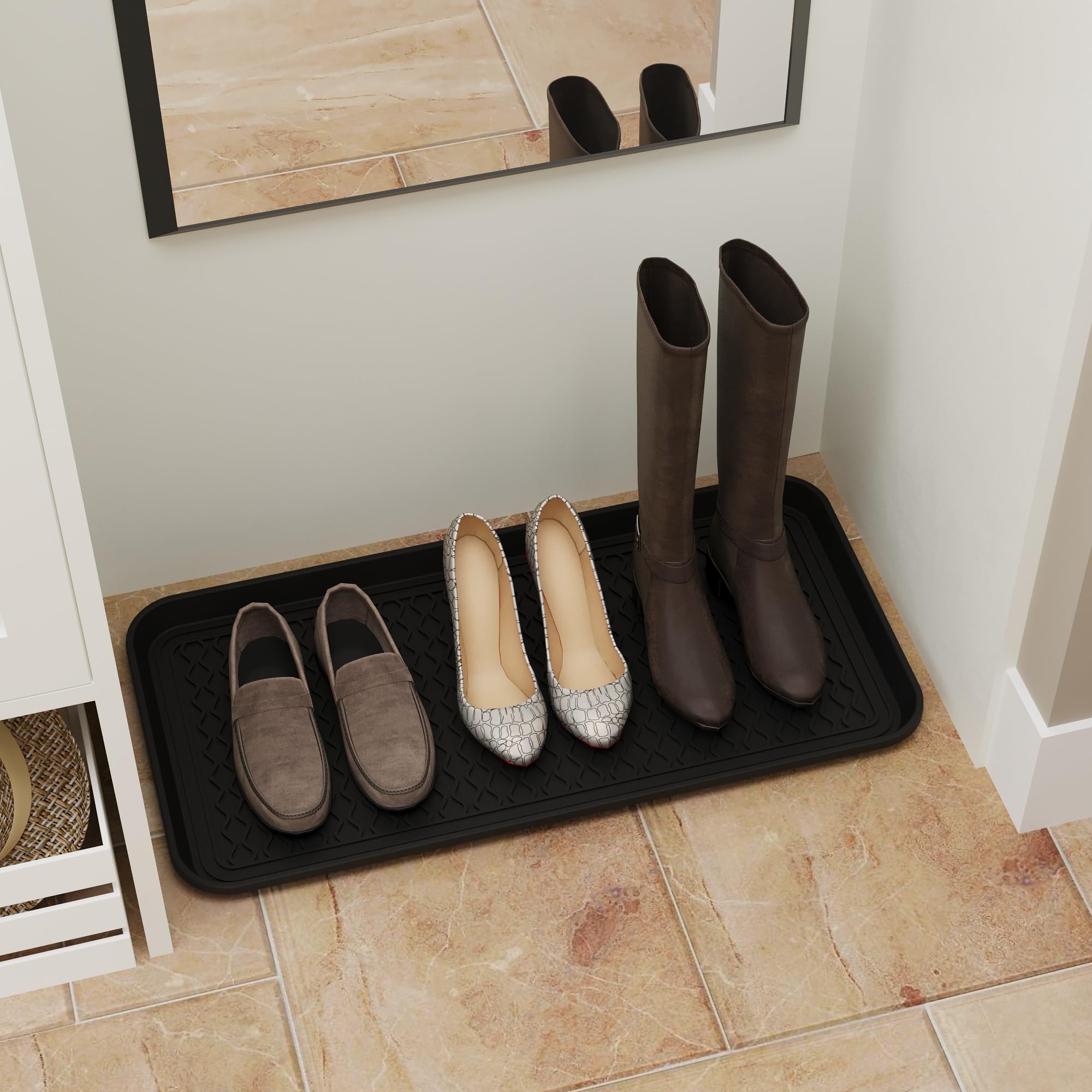 Ottomanson-tapis-chaussures-impermeable protège le sol et évite les flaques près de l'entrée.