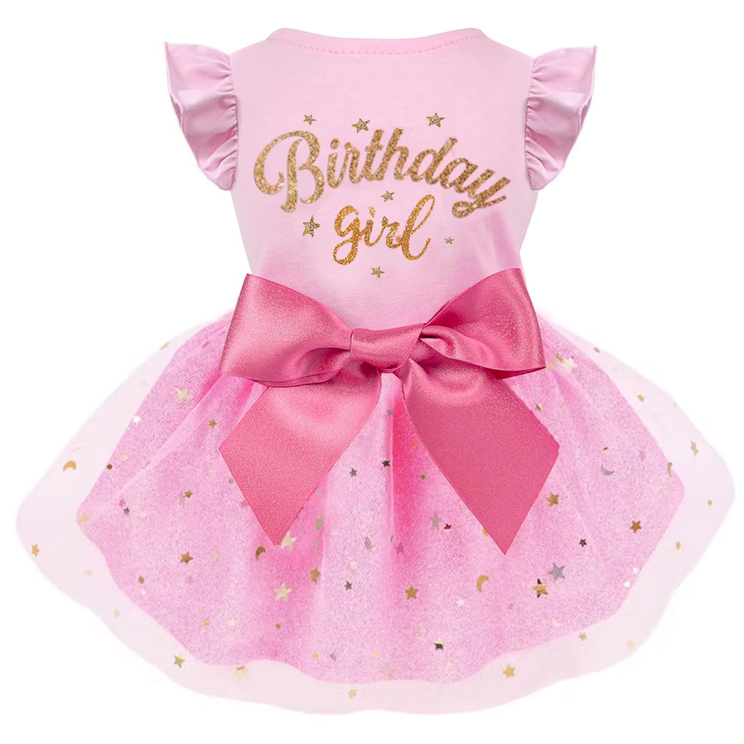 Robe Otunrues pour chien en tulle rose, parfaite pour anniversaire.