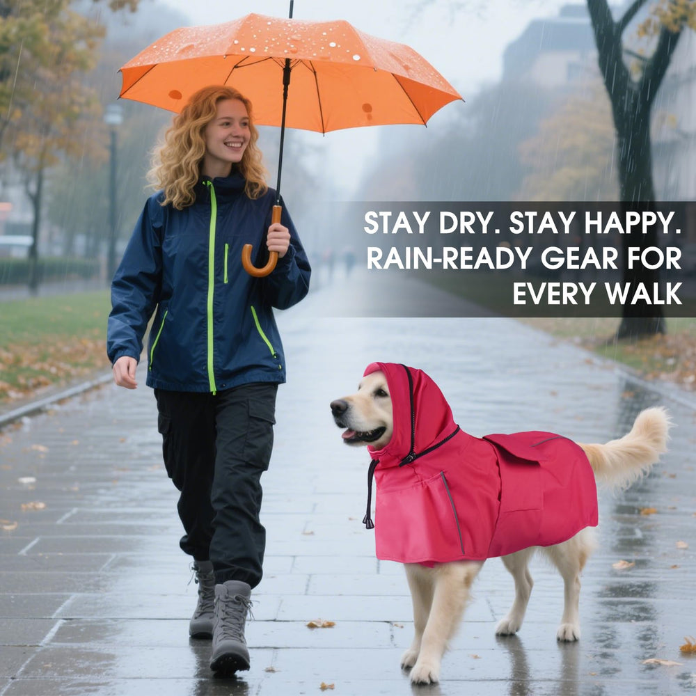 OUOBOB imperméable chien XXL — capuche cachée et zip pour météo changeante.