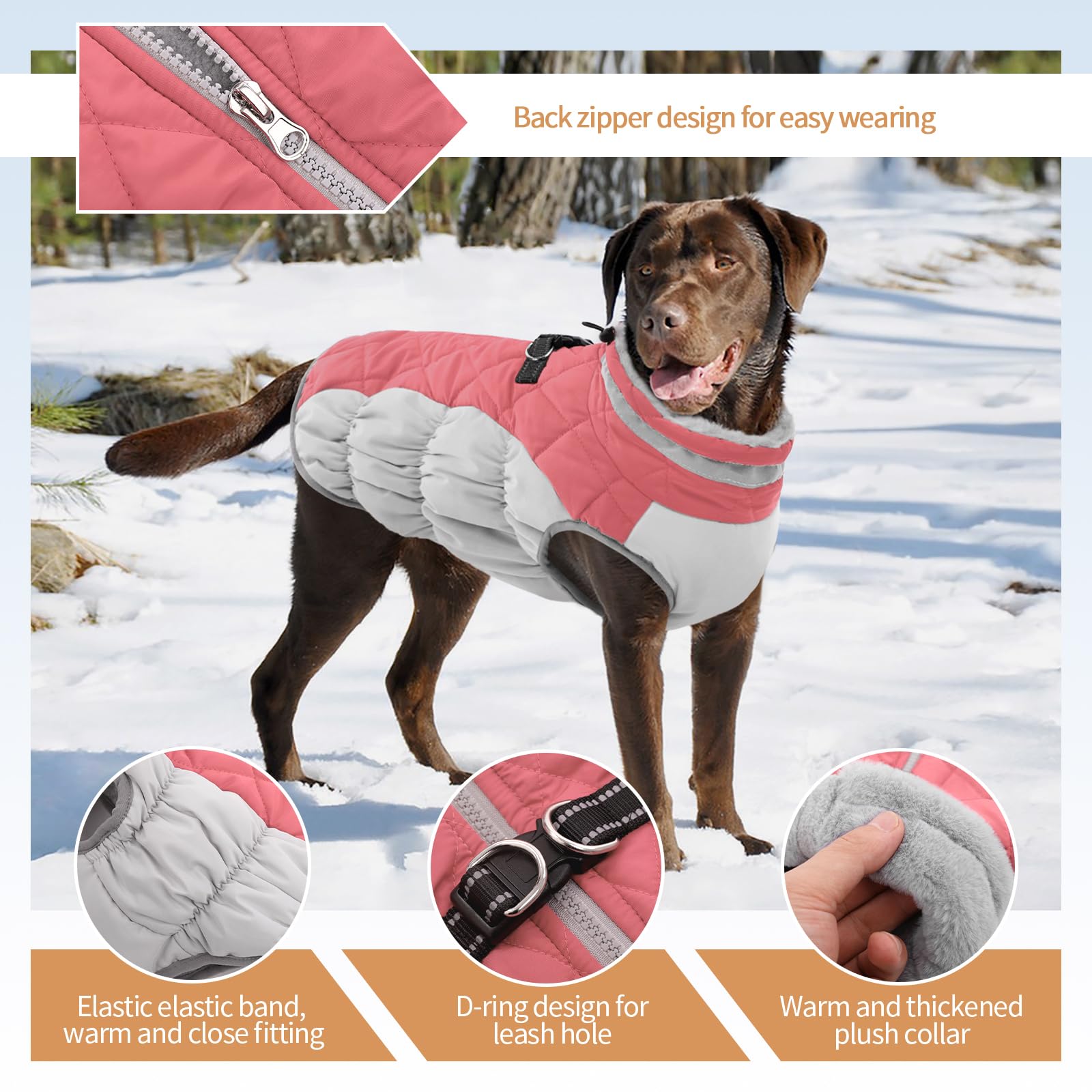Manteau OUOBOB petit chien, col en peluche, confort chaleureux.
