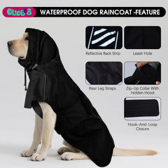 OUOBOB manteau imperméable chien XL avec bande réfléchissante pour sécurité nocturne.