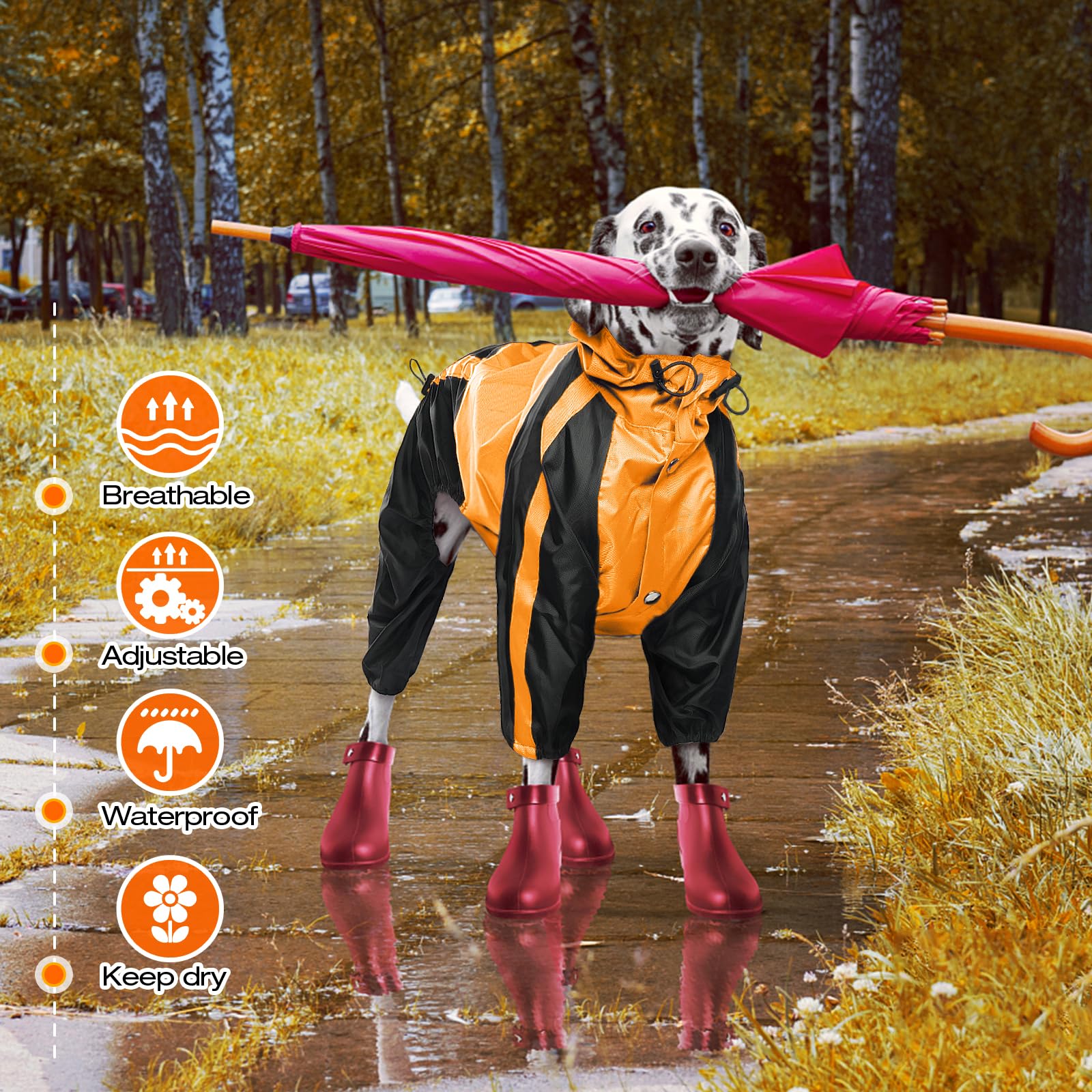 OUOBOB manteau-pluie-chien-fermeture-bouton assure un maintien sûr et pratique.