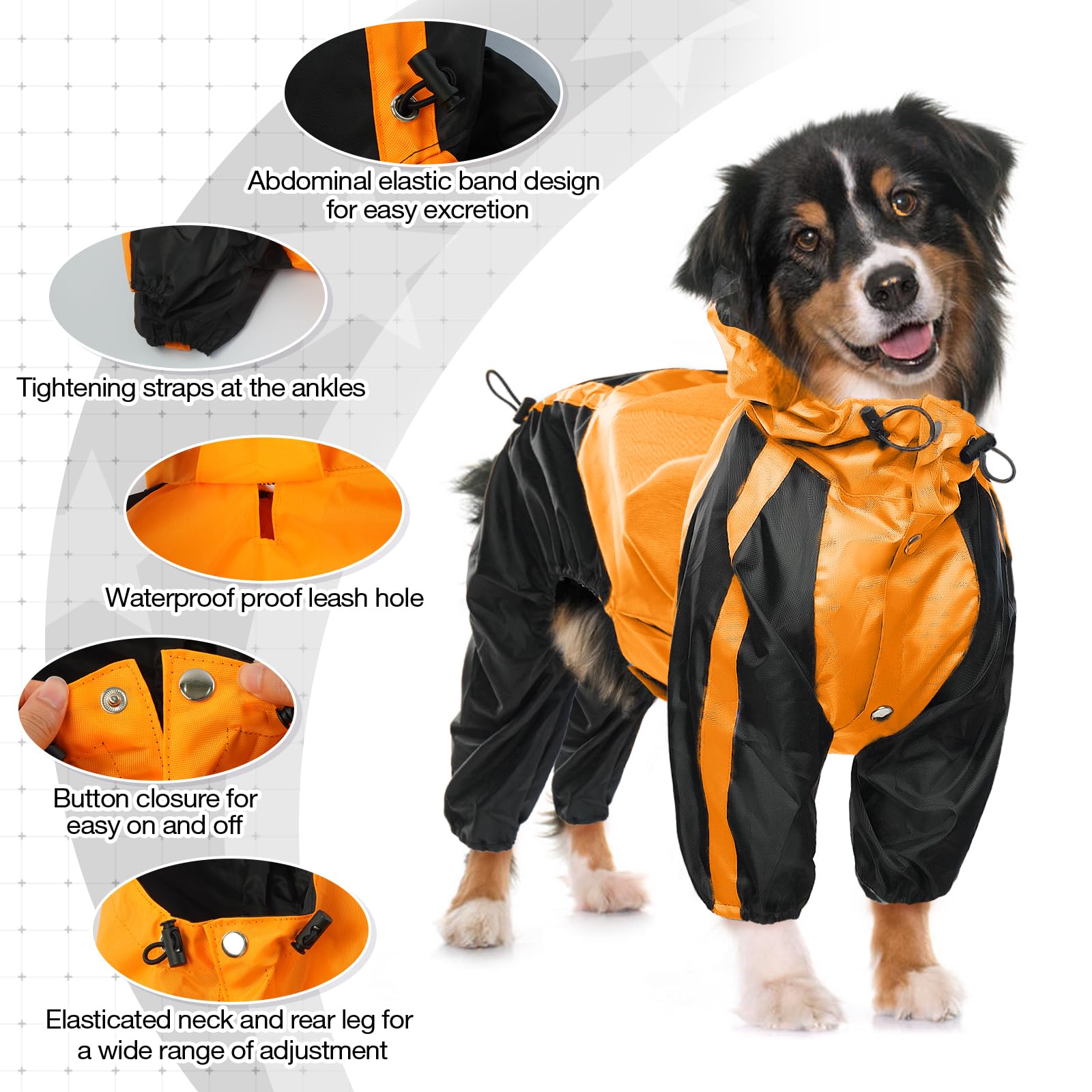 OUOBOB manteau-pluie-chien-quatre-pattes offre une protection complète contre la pluie.