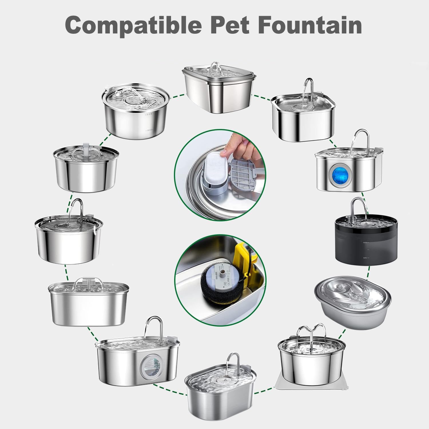 OUPUSES filtre-carbone pour fontaine chat, eau plus neutre et agréable.