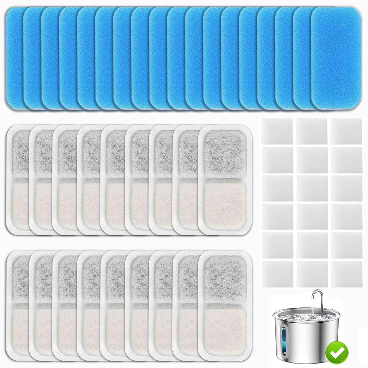 Filtre chat Oupuses PWF001 – ensemble de 12 filtres pour une filtration continue