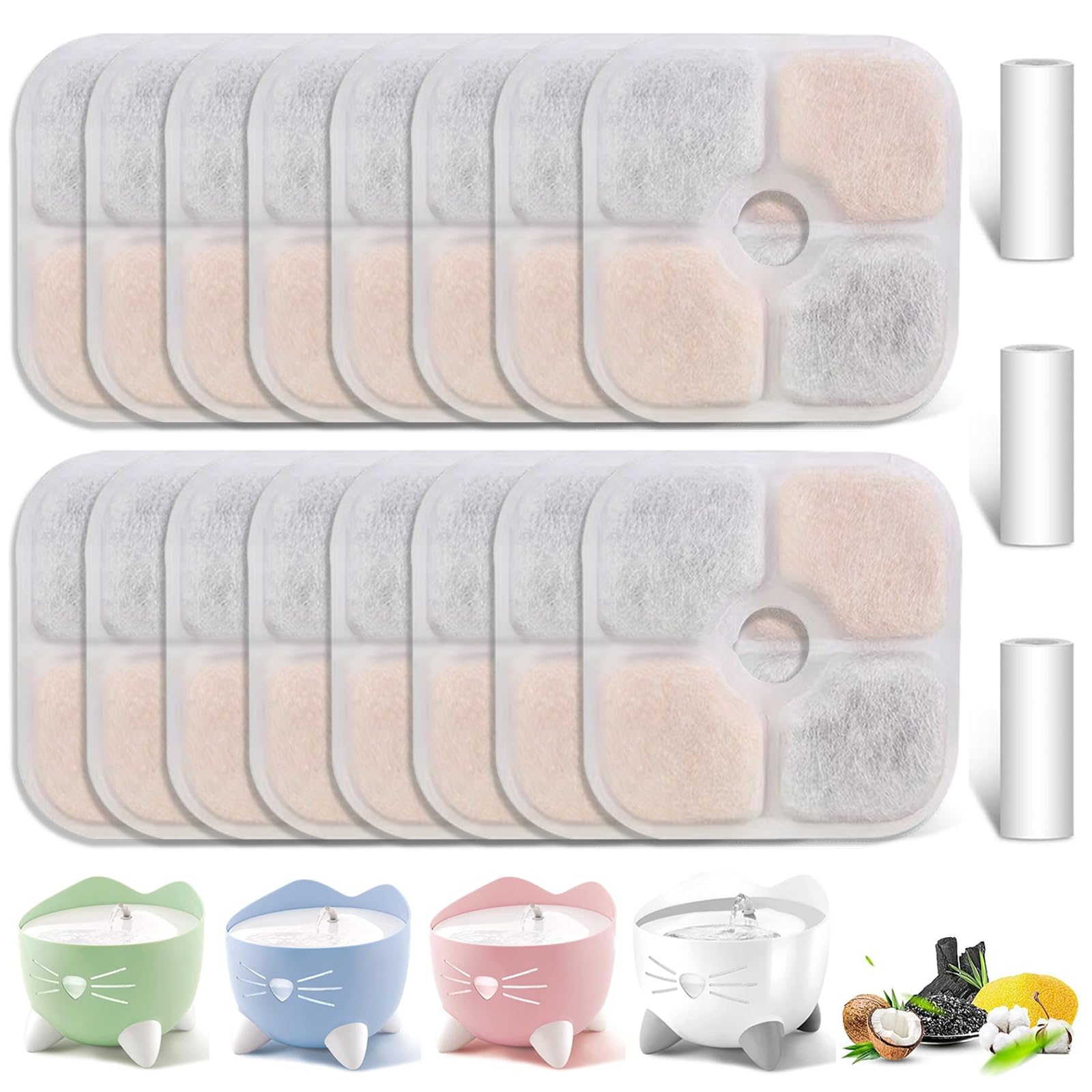 OUPUSES filtre fontaine Catit PIXI — lot de 16 filtres pour eau plus propre.
