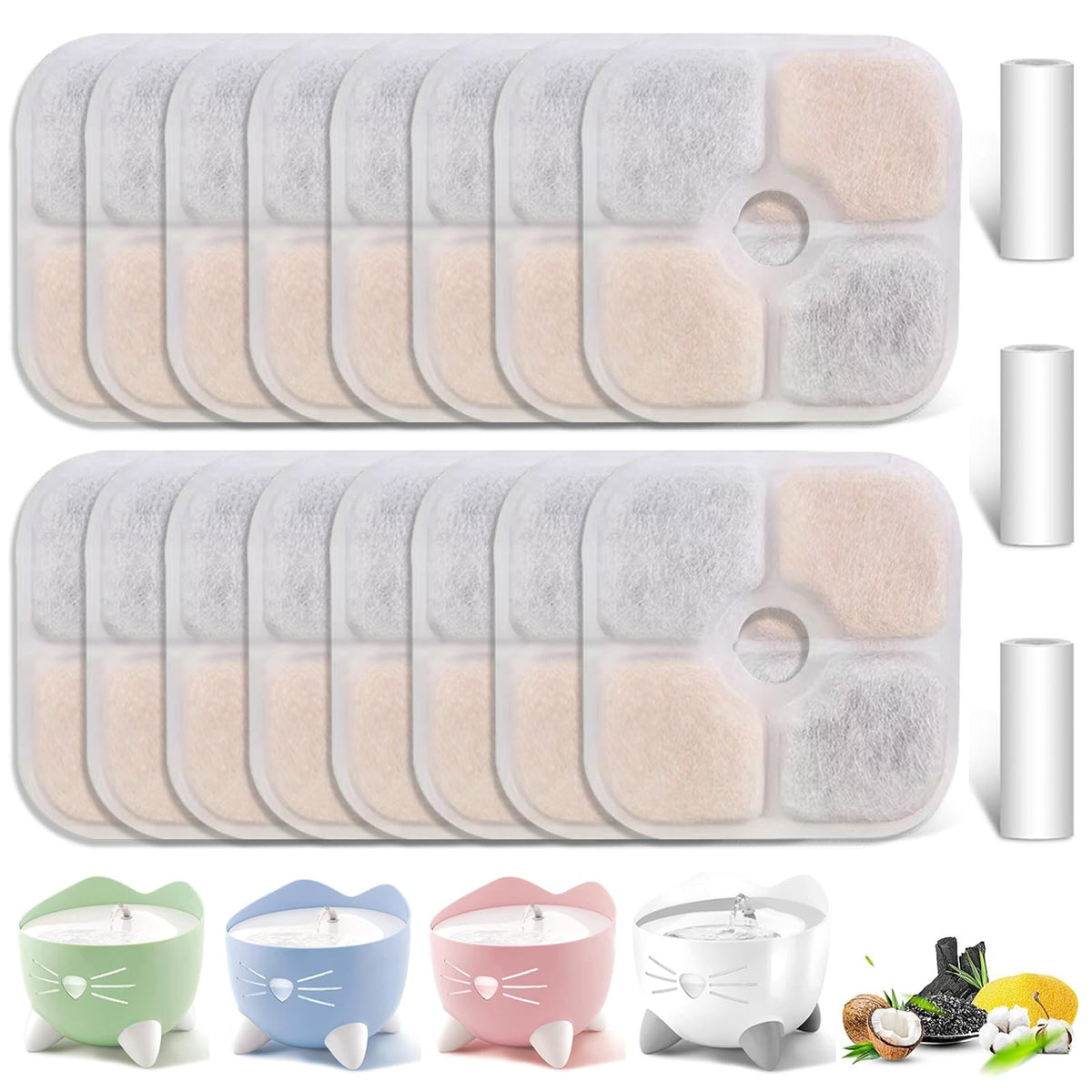 OUPUSES filtre fontaine Catit PIXI — lot de 16 filtres pour eau plus propre.