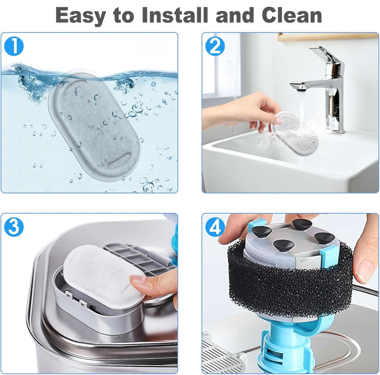 OUPUSES filtre pour fontaine chat 67oz-2L améliore la saveur et réduit les odeurs.
