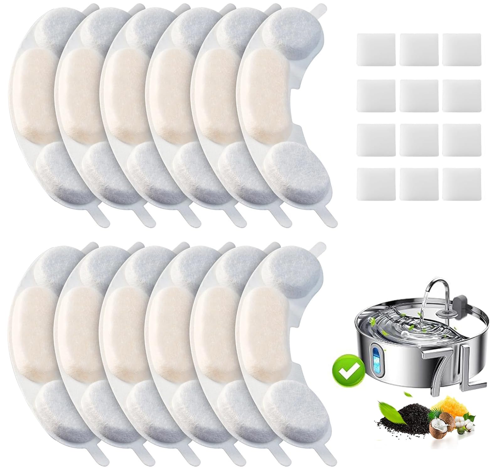 Filtres de remplacement OUPUSES pour fontaine Smartoo 7L, lot de 12, filtration fiable.