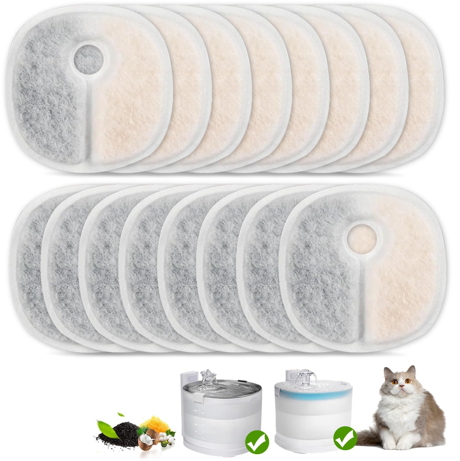 OUPUSES filtres E1/E1+ sans pompe pour fontaine, eau plus propre pour chats