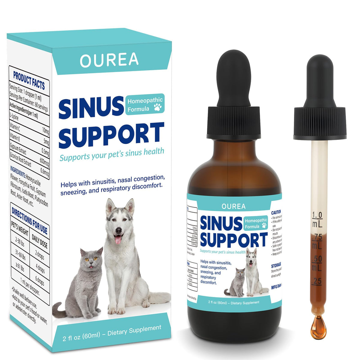 Gouttes Ourea pour chat, soulage congestion et respiration plus libre.