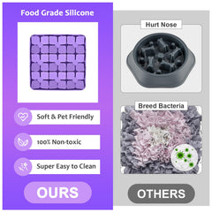 OurMiao entretien-silicone chien violet-04: nettoyage rapide, hygiène facilitée grâce au silicone.