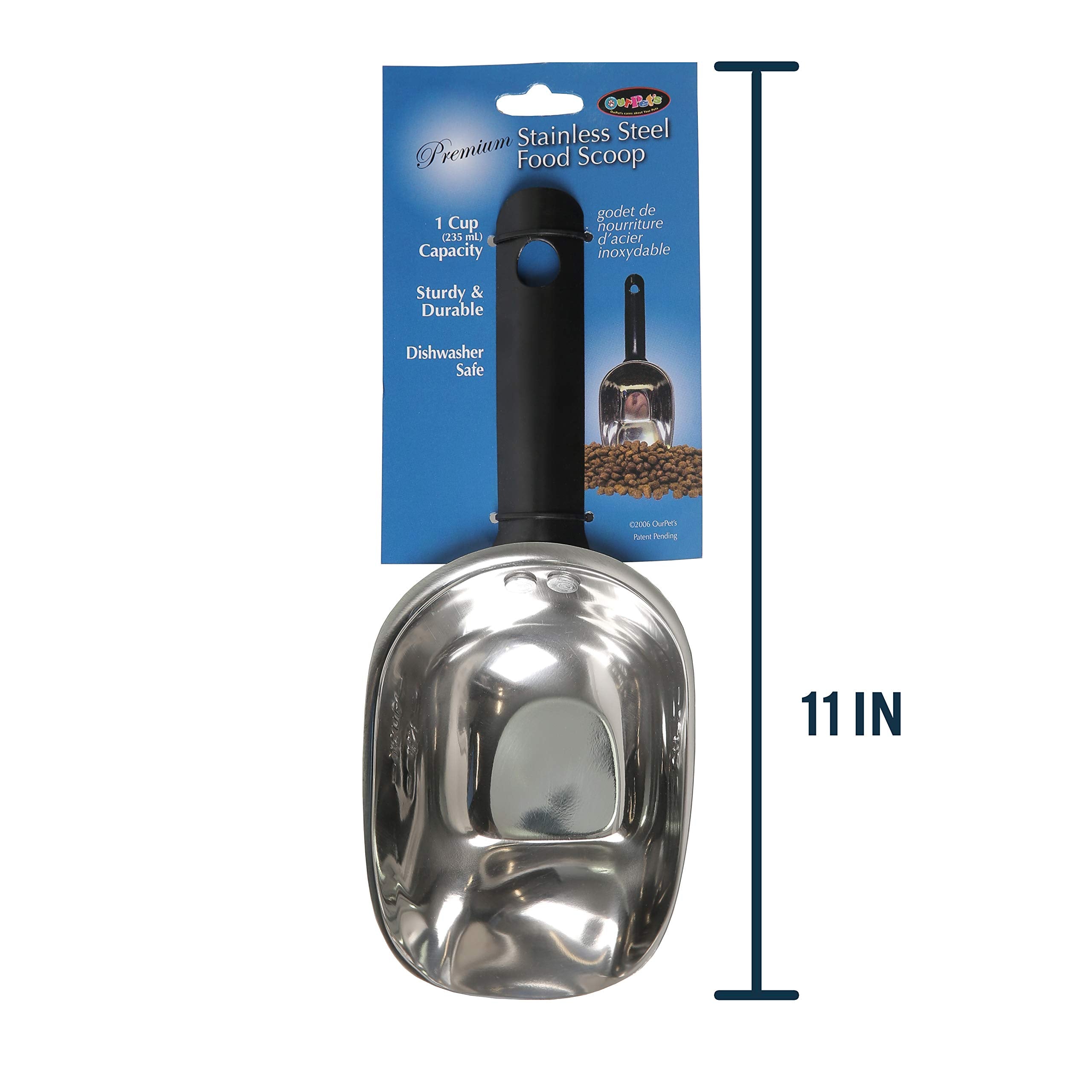 OurPets Durapet design compact, facile à ranger près des contenants d’aliments.