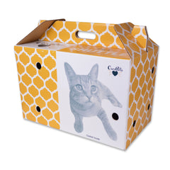 Navette OurPets en carton avec revêtement humidite, offre une protection pendant le trajet.