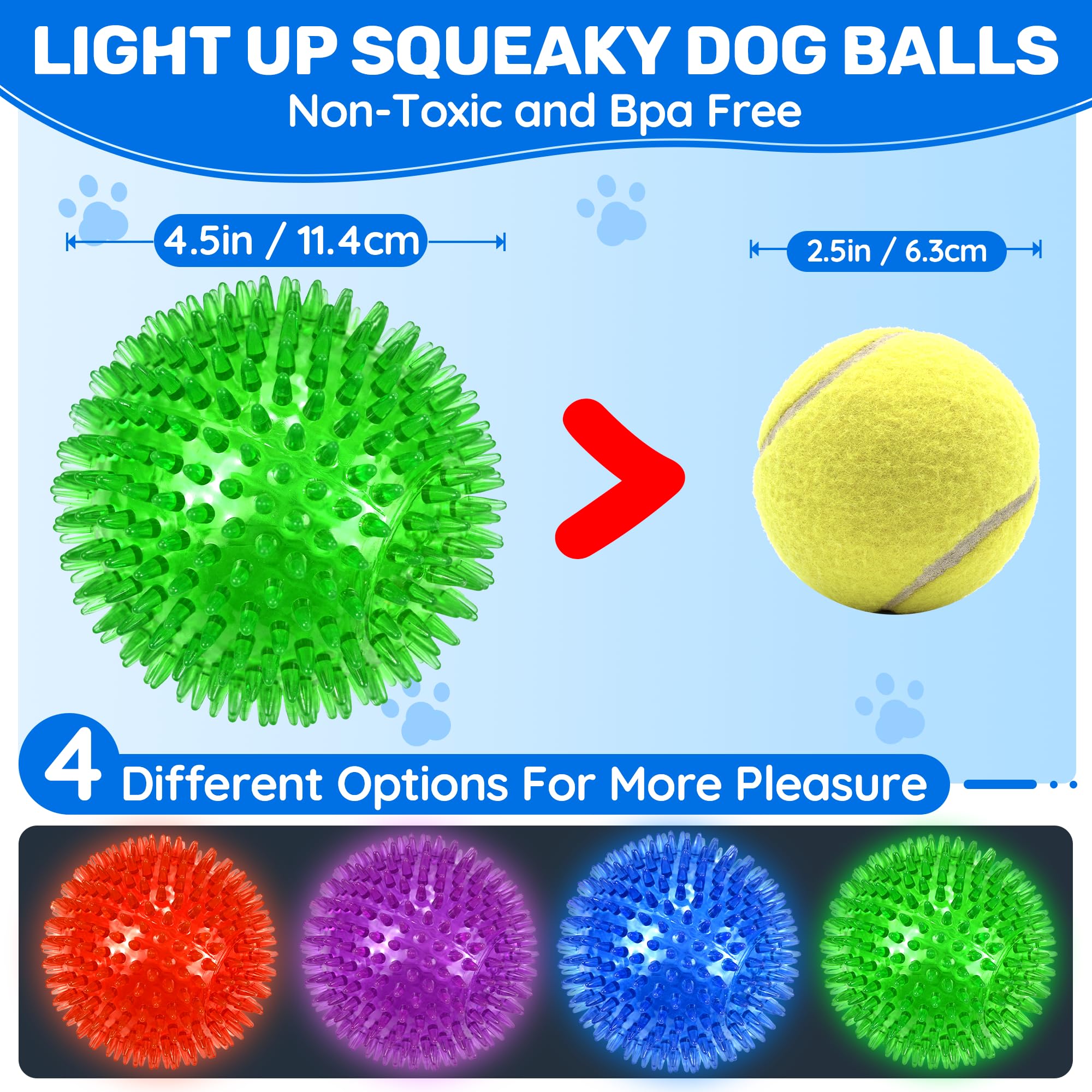 Balle lumineuse Ousiya bleue 4,5 pouces, parfaite pour les sessions de lancer en extérieur.