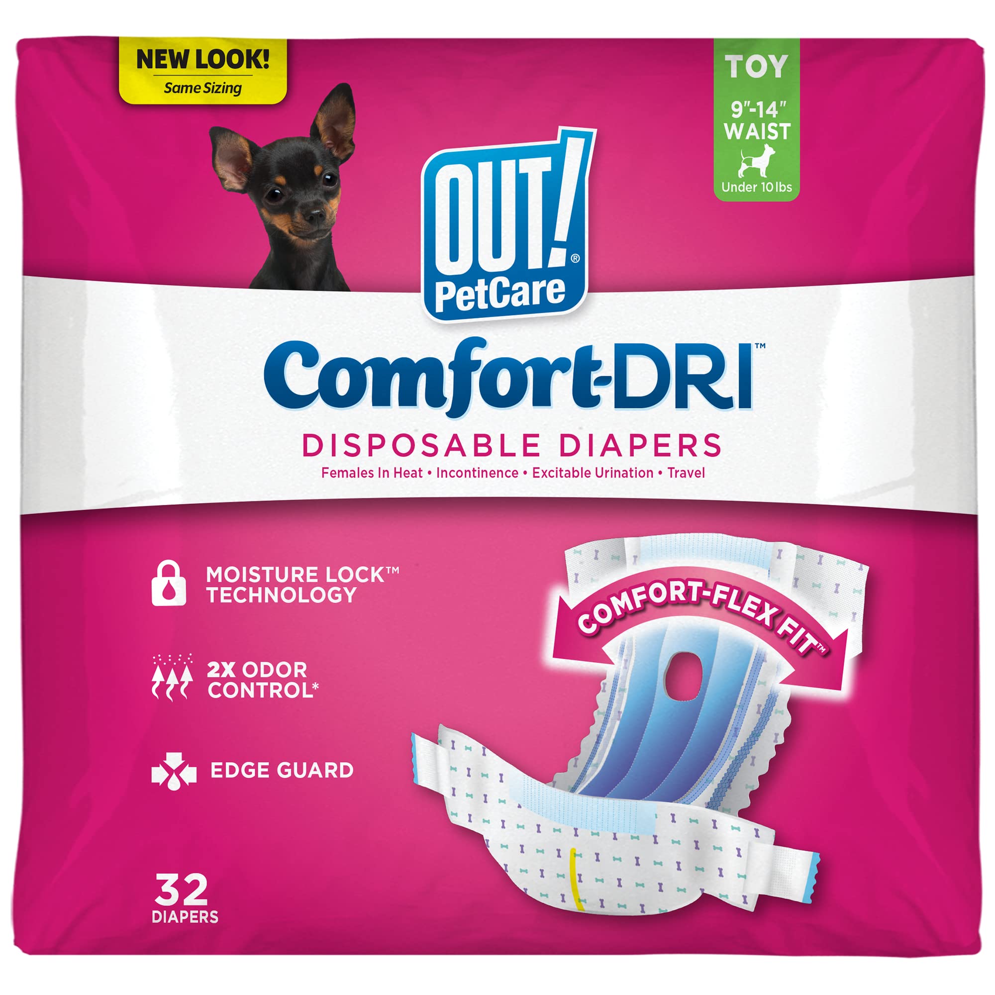 OUT! Petcare couches jetables pour chienne femelle, idéale pour entraînement et chaleur.